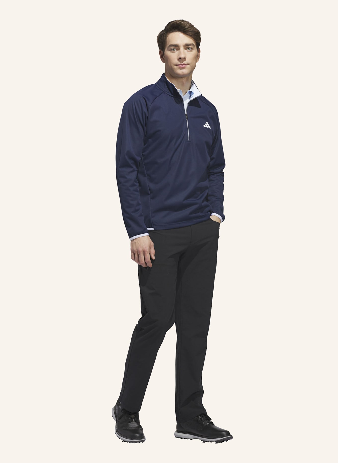 adidas ULTIMATE365 STRAPAZIERFÄHIGES WASSER- UND WINDABWEISENDES SWEATSHIRT, REISSVERSCHLUSS BIS ZUR BRUST: WEISS