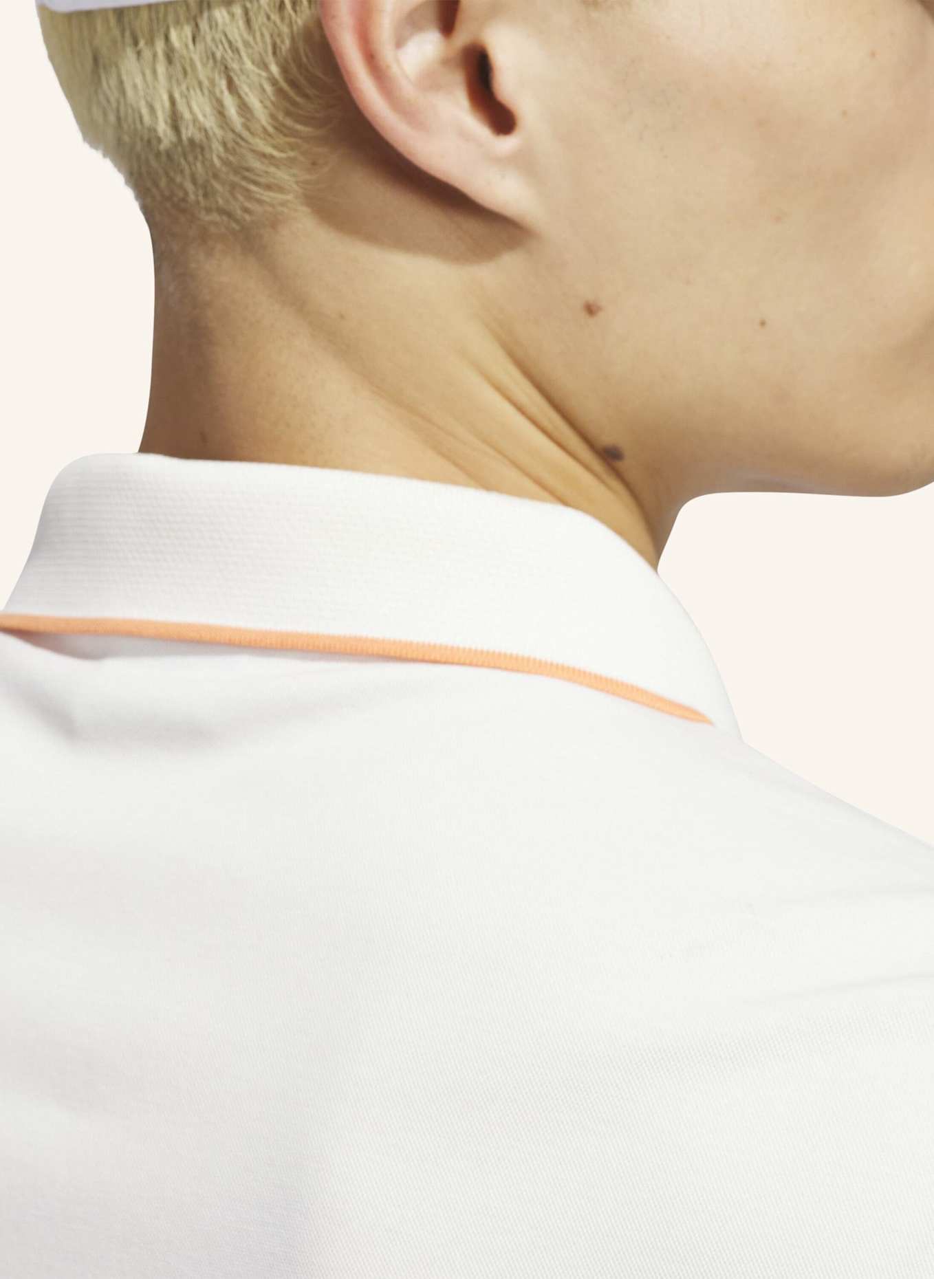 adidas ORIGINALS TWISTKNIT TREFOIL POLOSHIRT: WEISS/ ORANGE