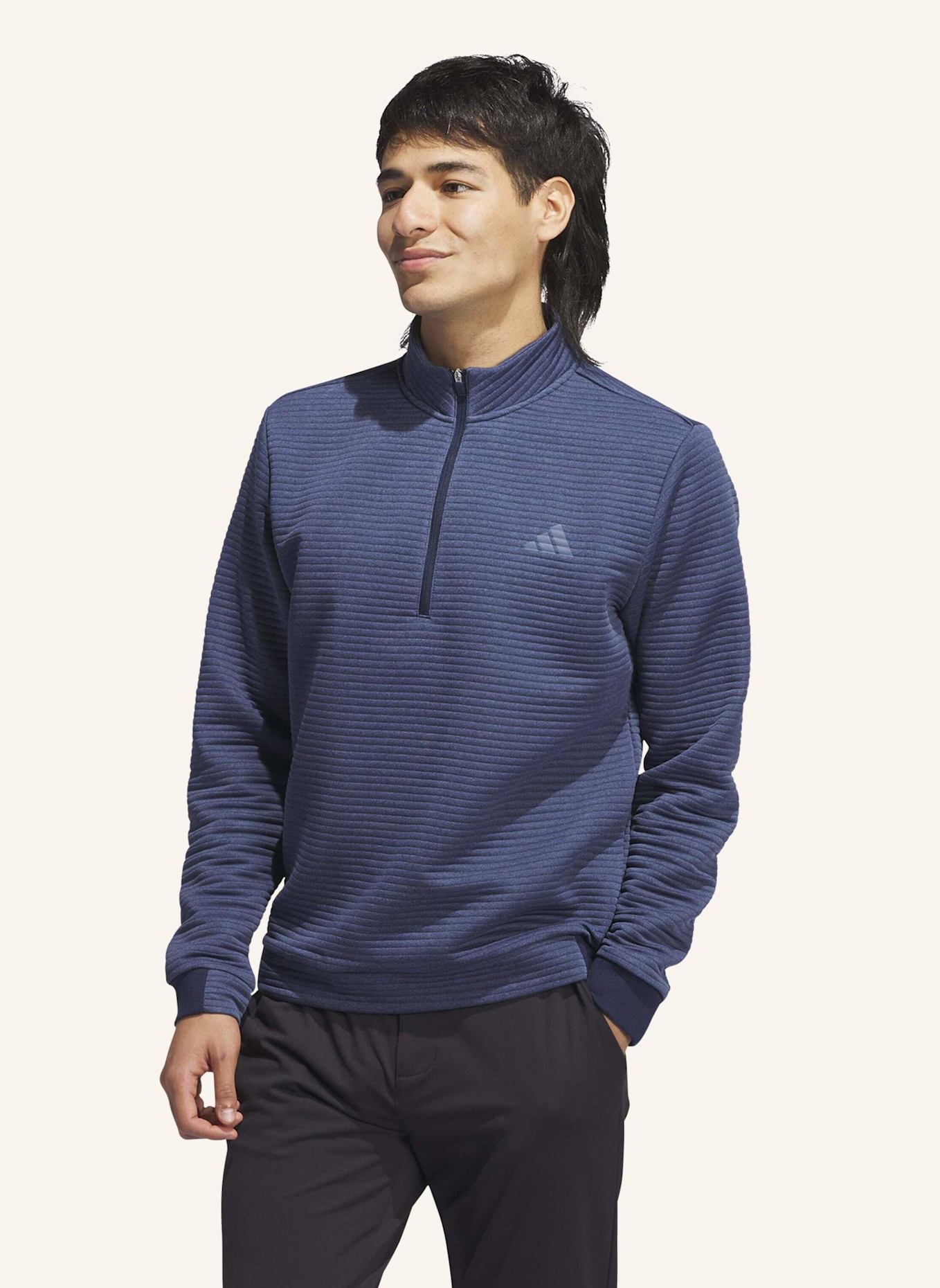 adidas ULTIMATE365 DWR TEXTURED QUARTER ZIP PULLOVER: BLAU