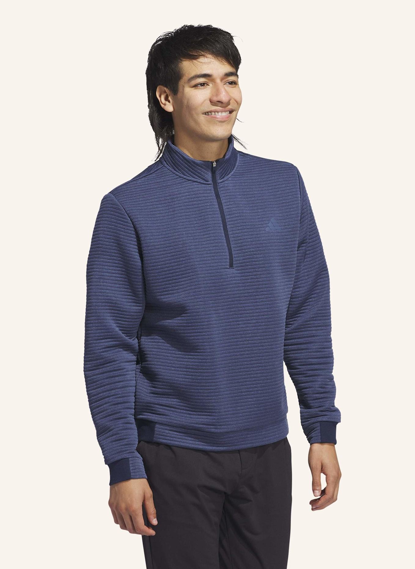 adidas ULTIMATE365 DWR TEXTURED QUARTER ZIP PULLOVER: BLAU