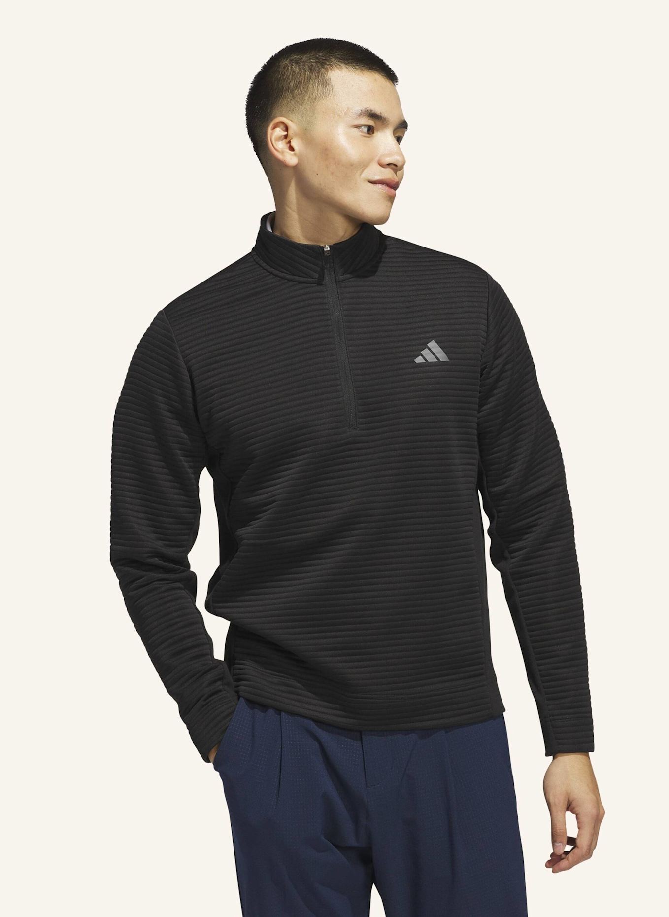 adidas ULTIMATE365 DWR TEXTURED QUARTER ZIP PULLOVER: SCHWARZ