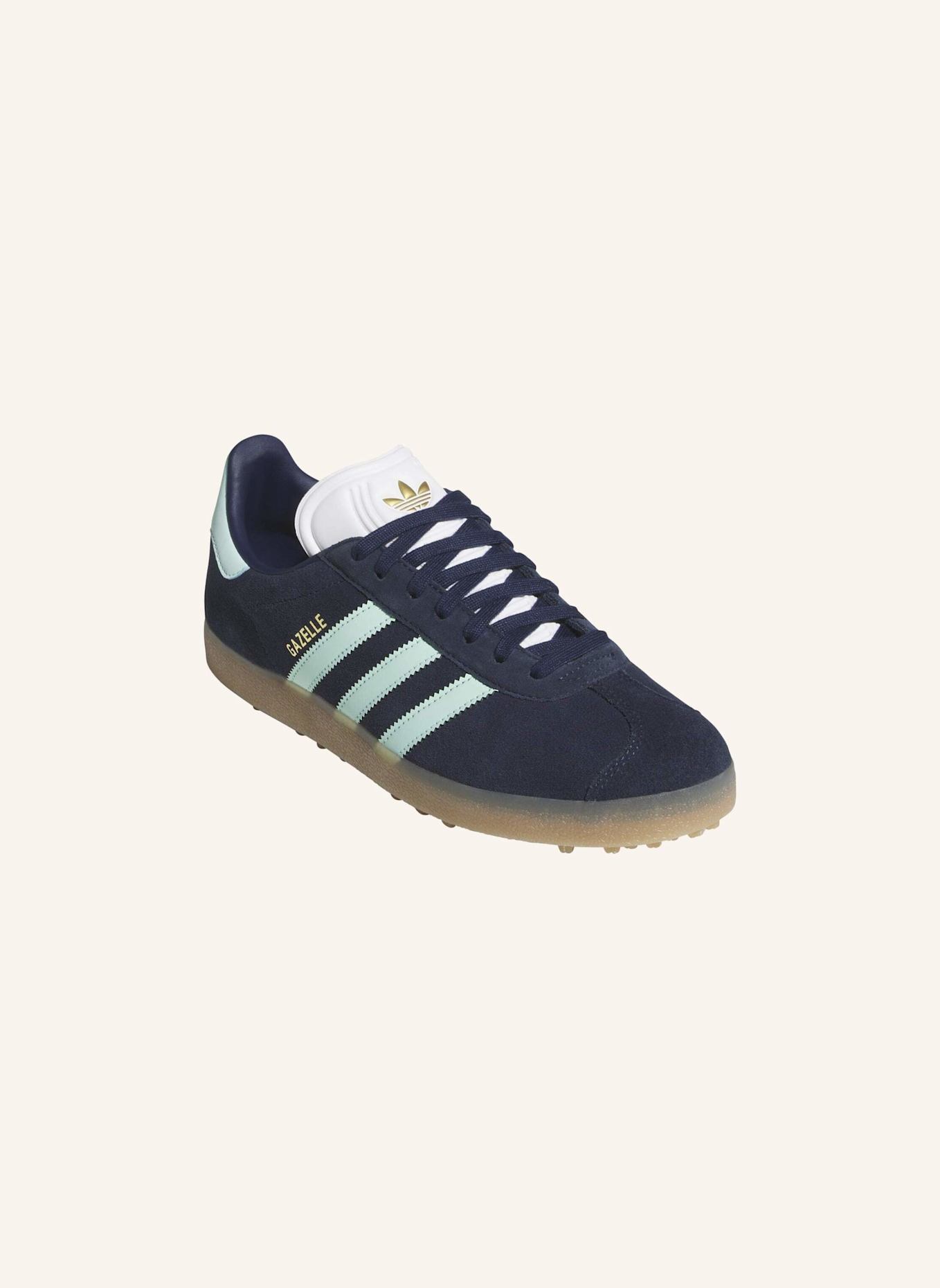 adidas GAZELLE SPIKELESS GOLFSCHUH: BLAU/ GRÜN/ WEISS