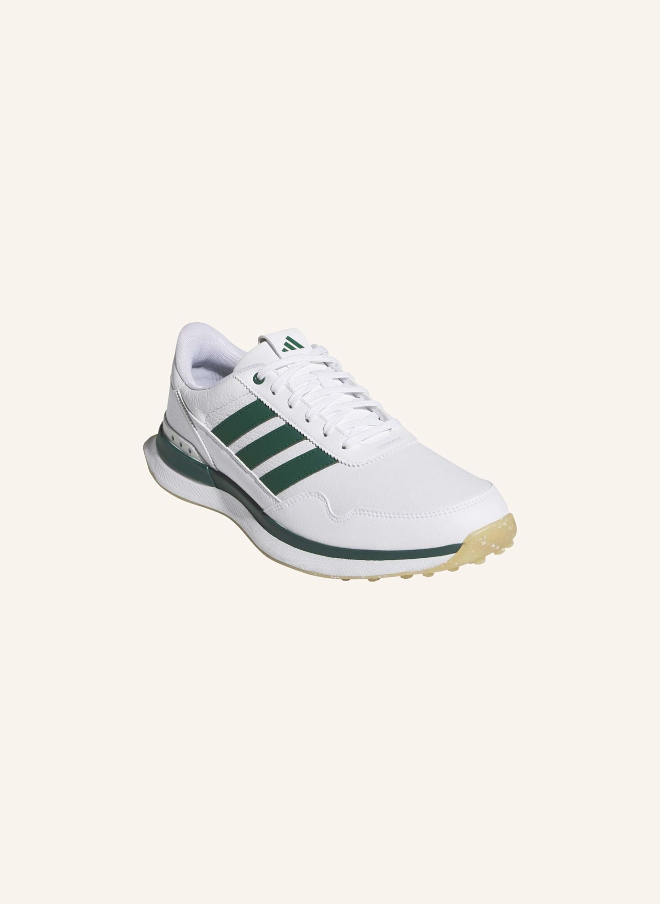 adidas S2G 26 LEATHER SPIKELESS GOLFSCHUH: WEISS/ GRÜN/ BEIGE