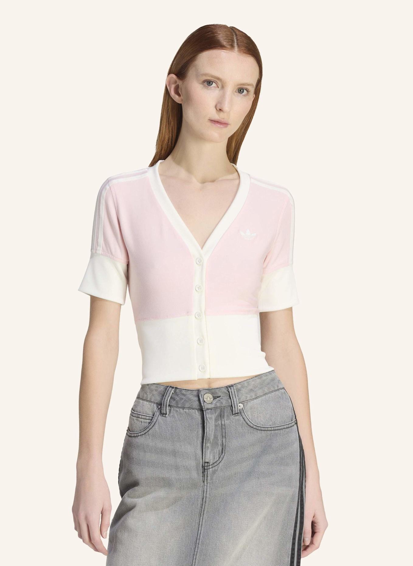 adidas Originals HEMD MIT V-AUSSCHNITT UND KNOPFLEISTE: ROSA