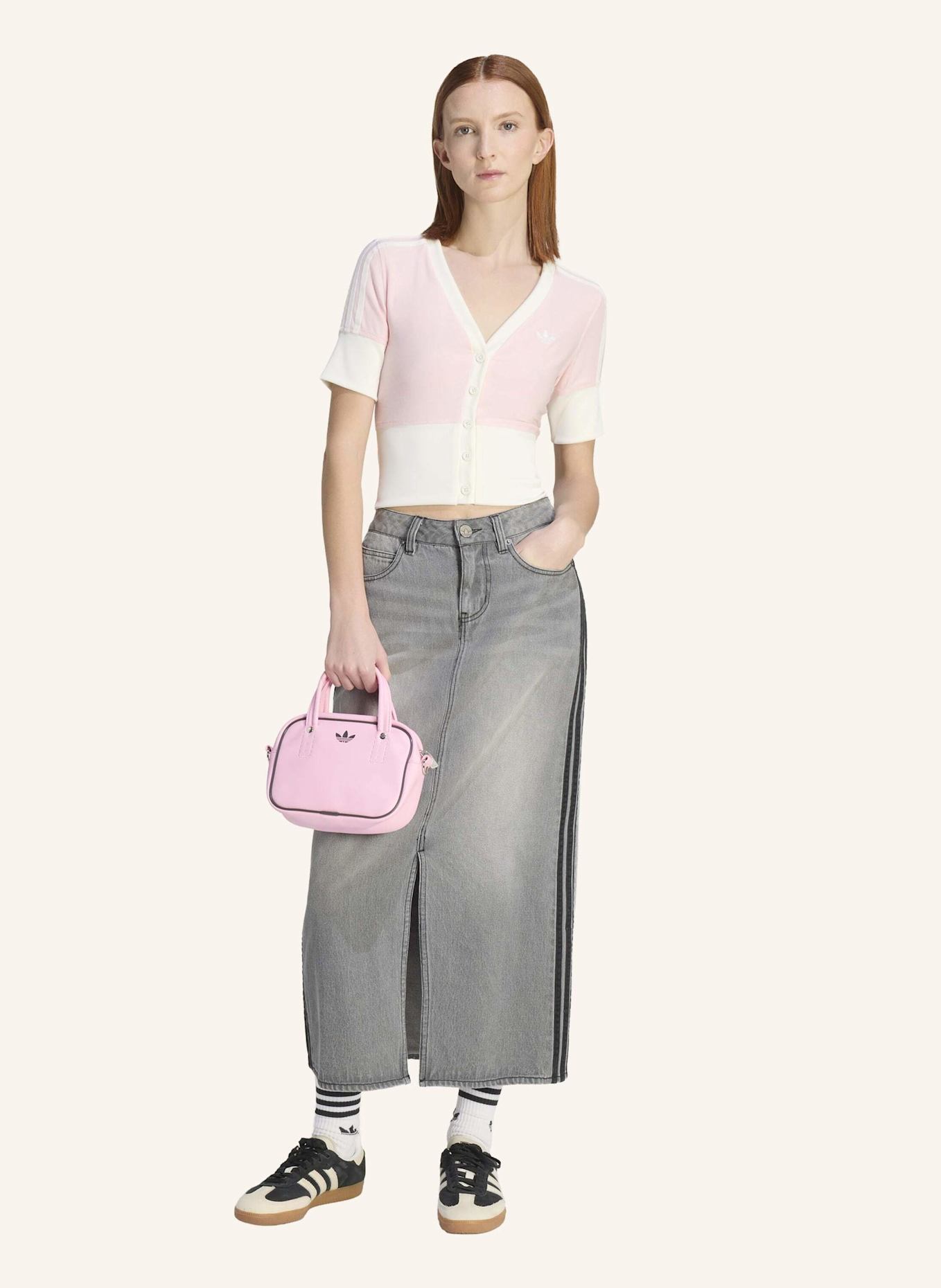 adidas Originals HEMD MIT V-AUSSCHNITT UND KNOPFLEISTE: ROSA