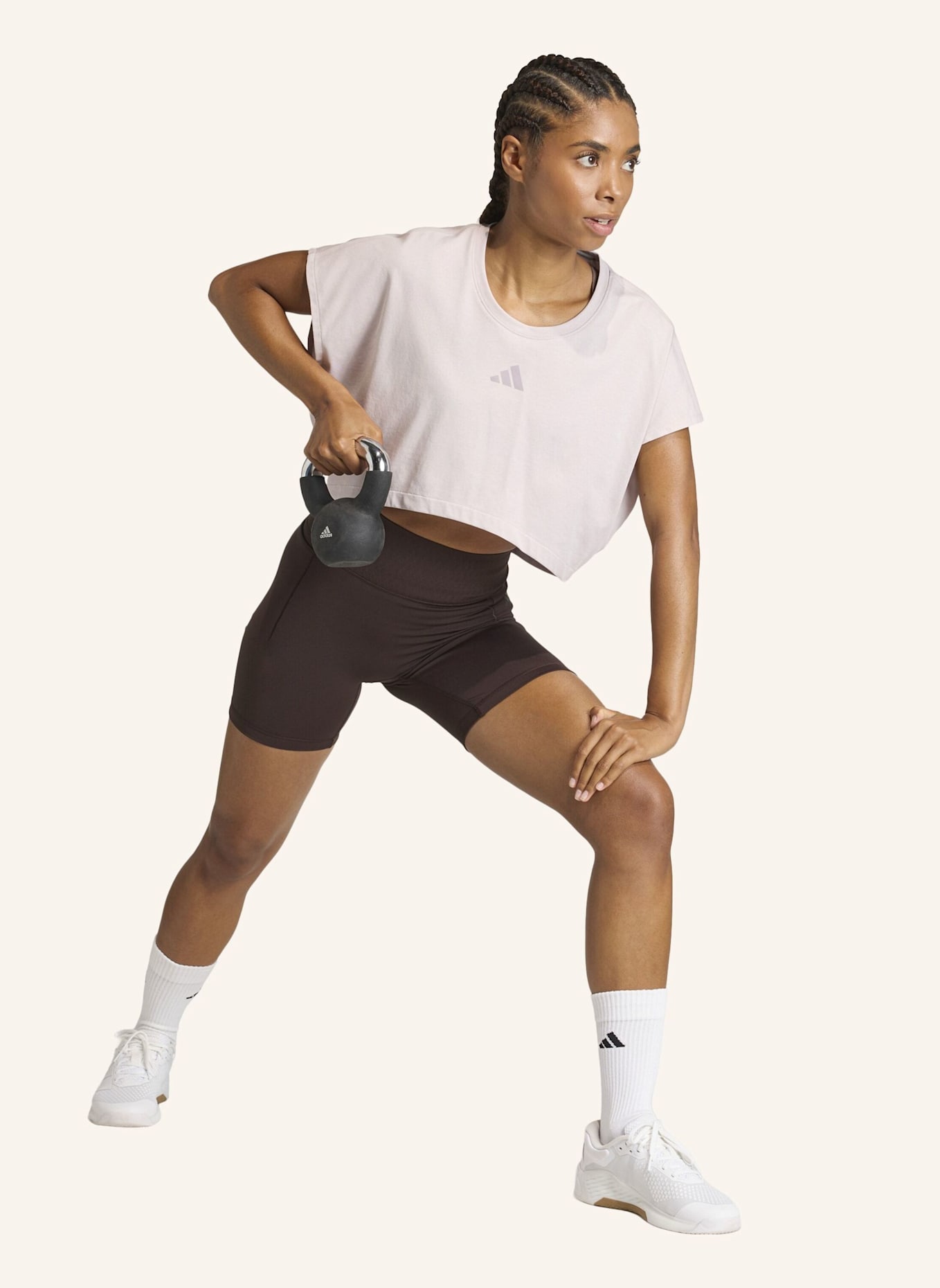 adidas POWER WORKOUT BOXY 3-STREIFEN TANKTOP, KÜRZER GESCHNITTEN: LILA