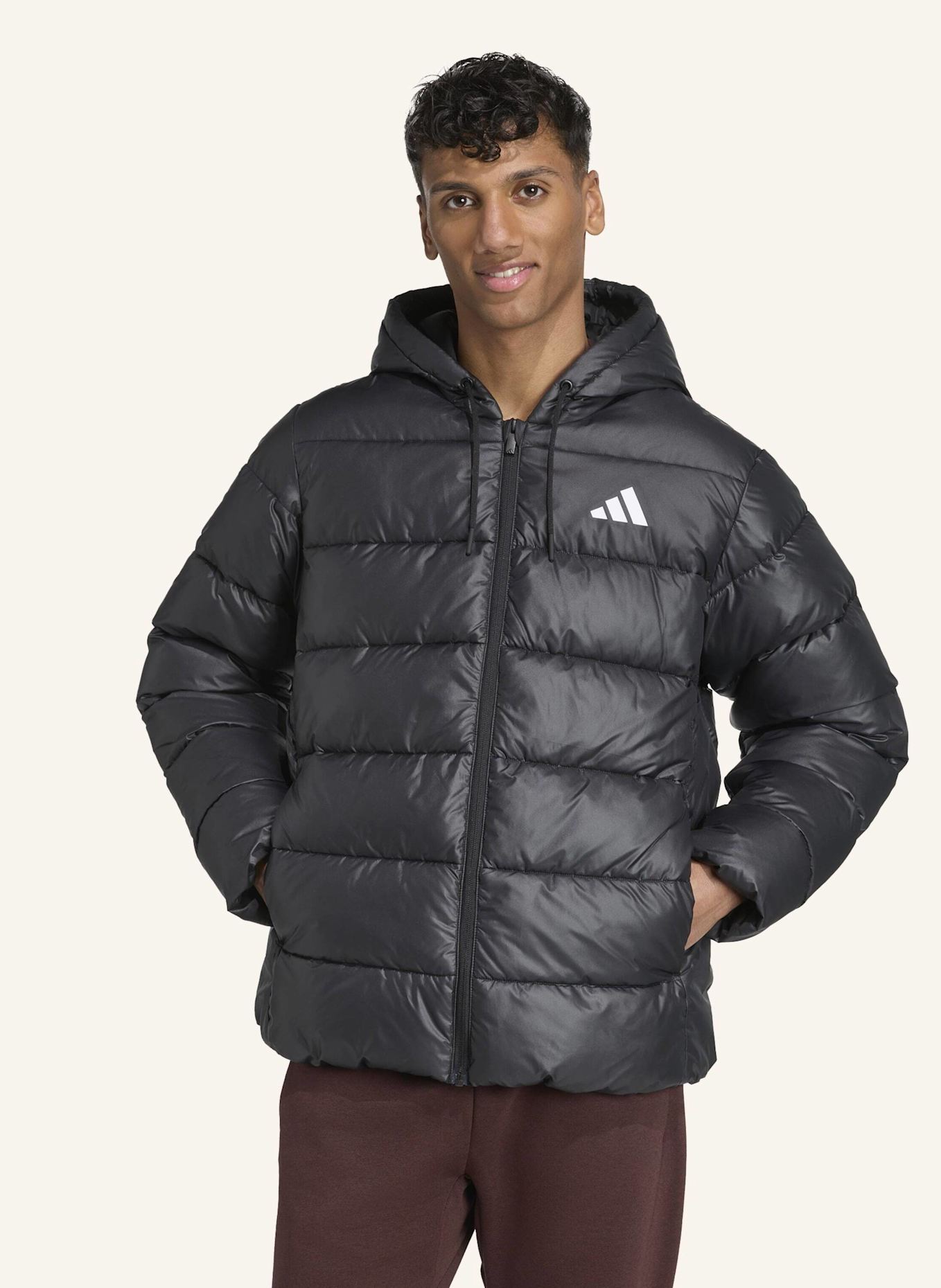 adidas ESSENTIALS CLIMAWARM KUNSTDAUNEN STEPP-KAPUZENJACKEN: SCHWARZ