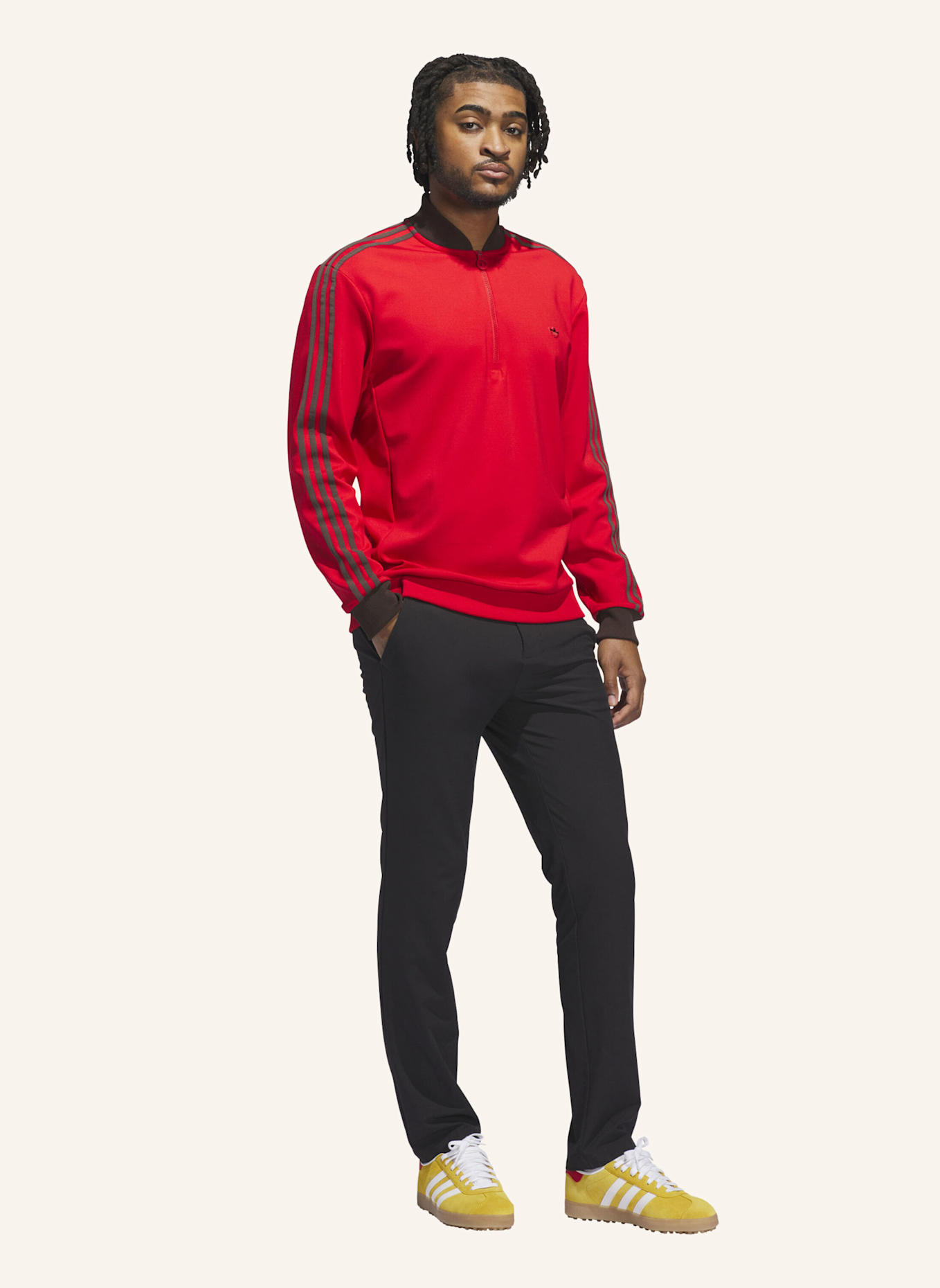 adidas ORIGINALS 3-STREIFEN 1/4 ZIP SWEATSHIRT: ROT