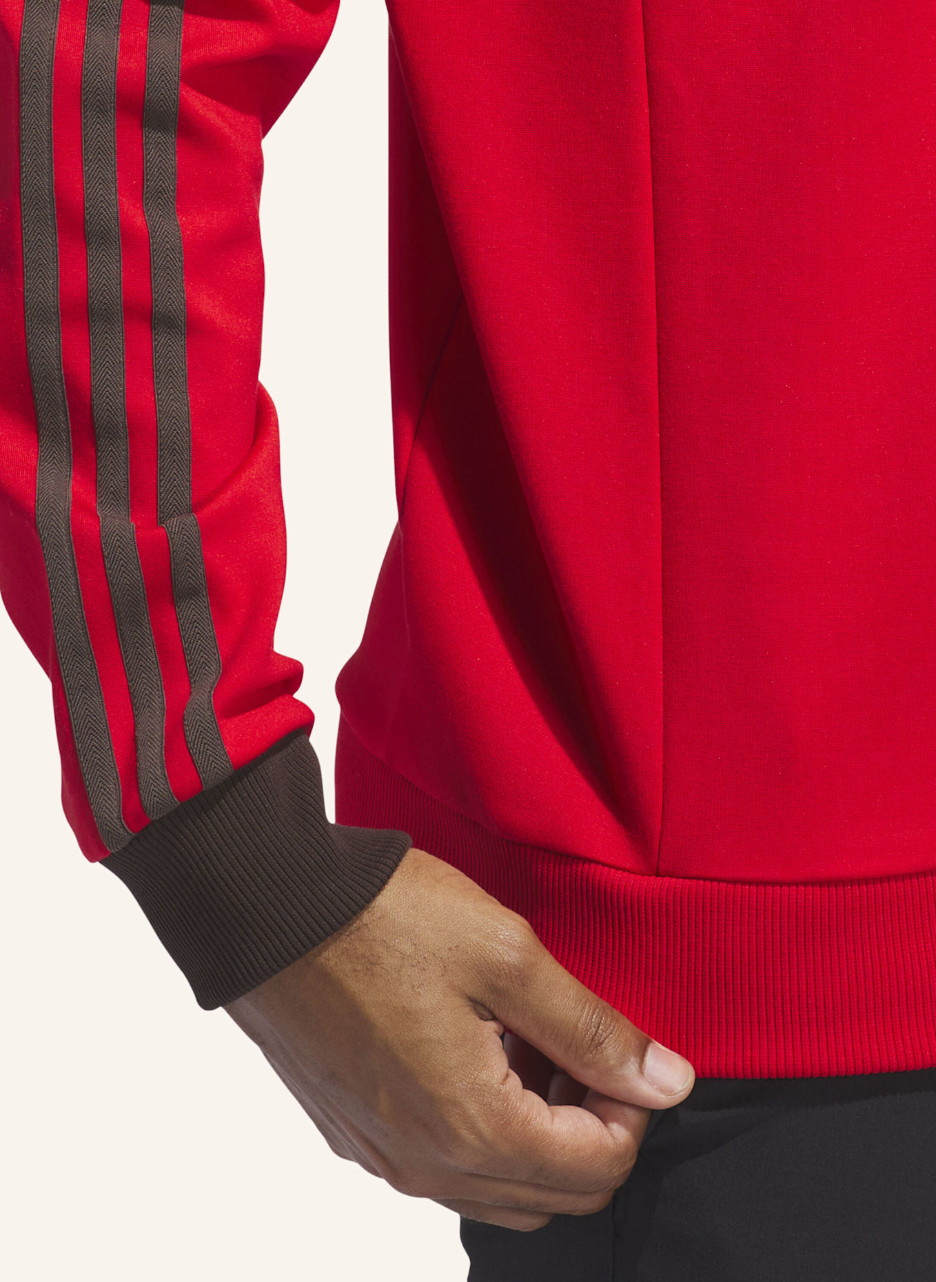 adidas ORIGINALS 3-STREIFEN 1/4 ZIP SWEATSHIRT: ROT