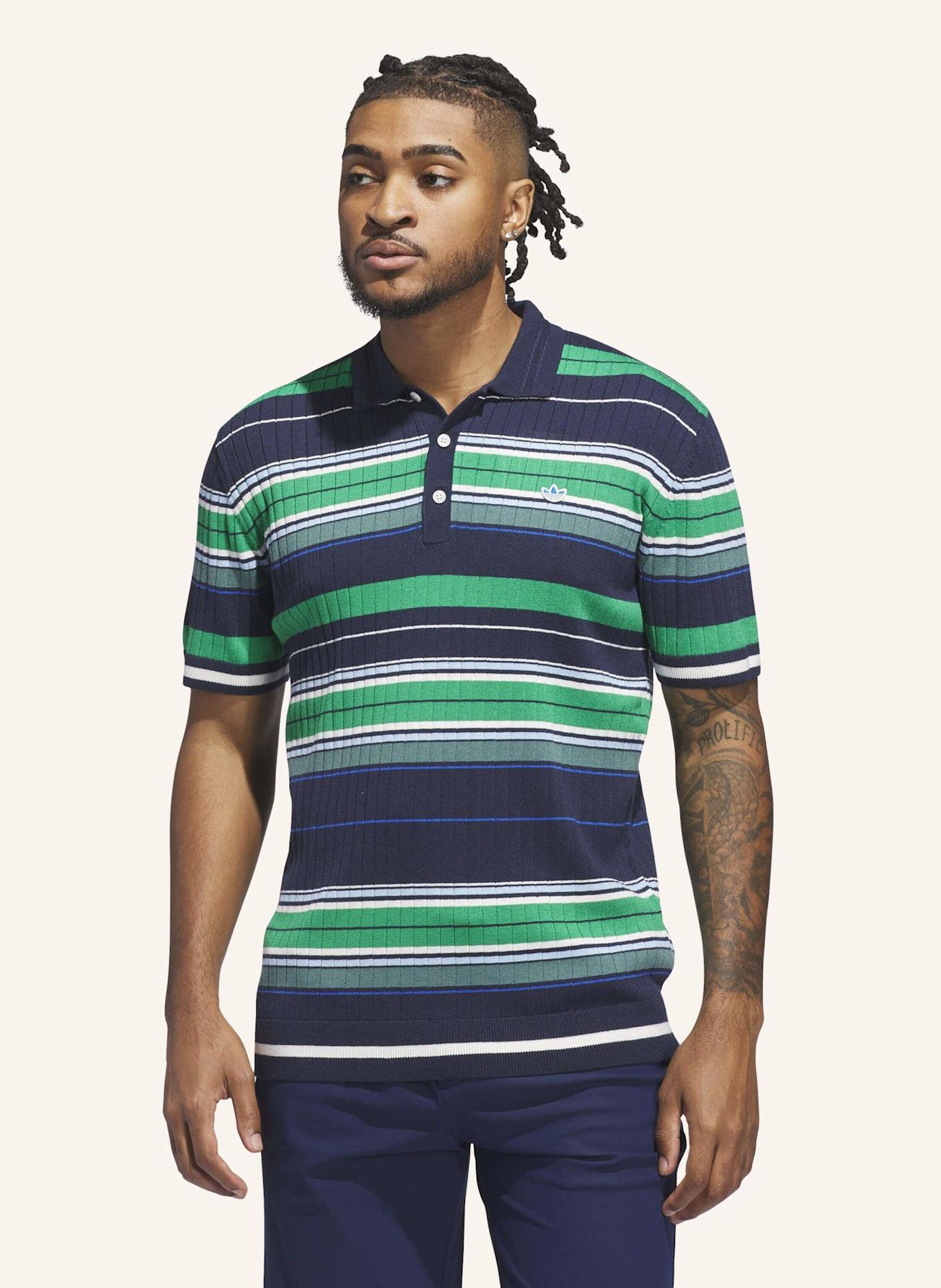 adidas ORIGINALS KNIT POLOSHIRT: BLAU/ GRÜN