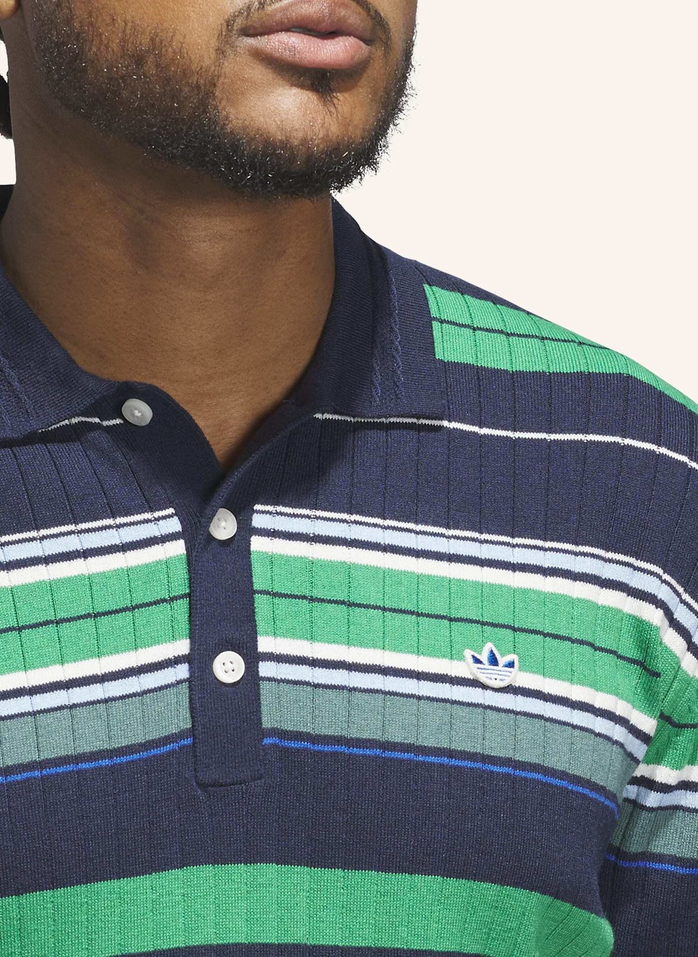 adidas ORIGINALS KNIT POLOSHIRT: BLAU/ GRÜN