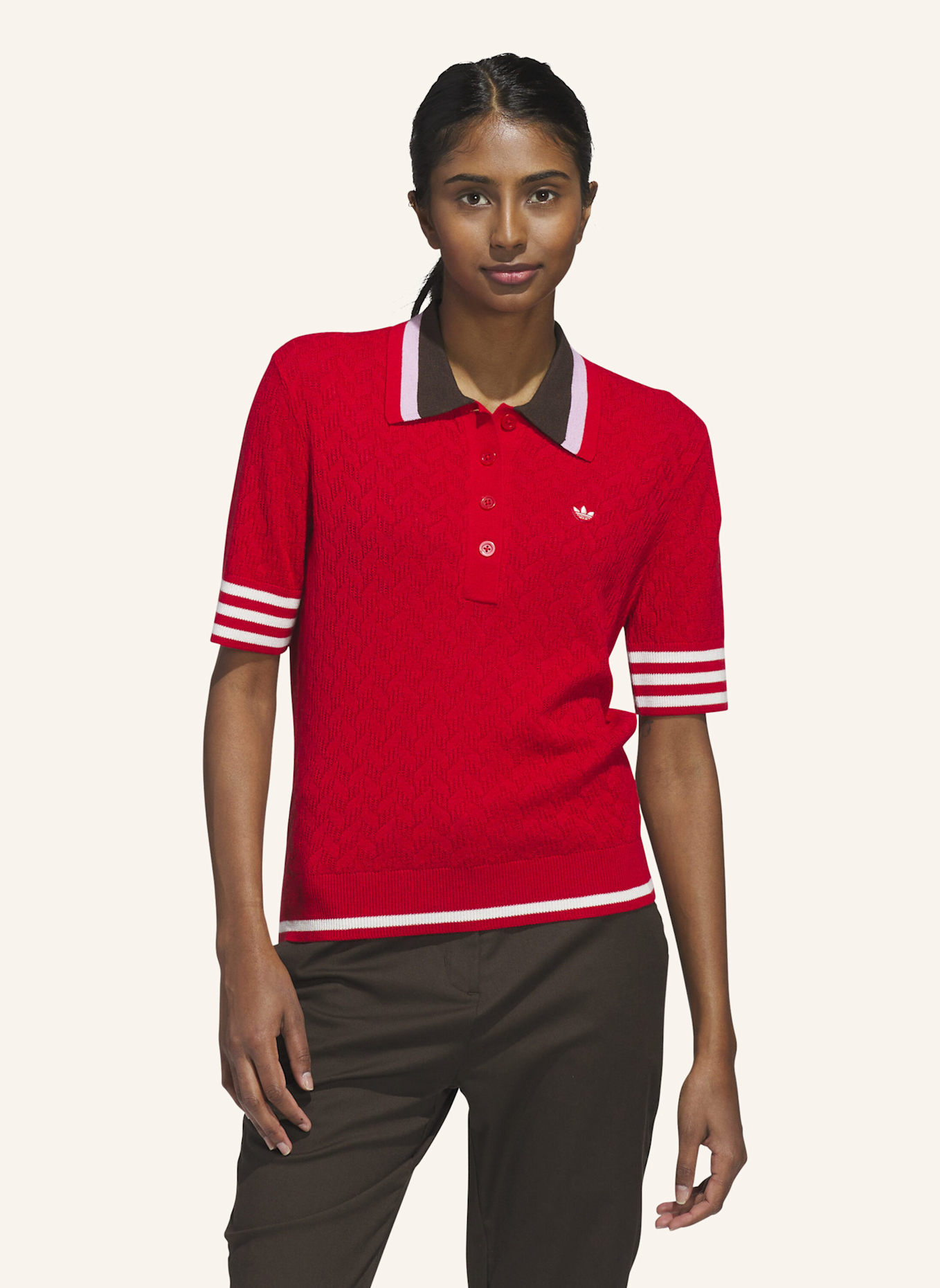 adidas ORIGINALS KNIT POLOSHIRT: ROT