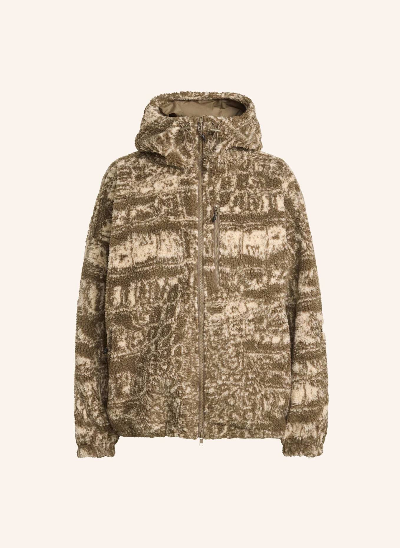 adidas by Stella McCartney ADIDAS BY STELLA MCCARTNEY WINTER-FLEECE MIT PRINT, DURCHGEHENDER REISSVERSCHLUSS: BRAUN