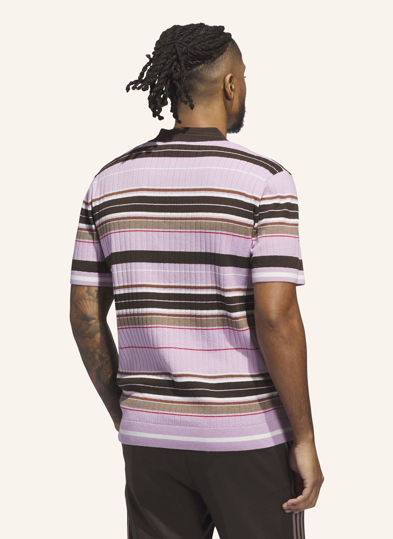 adidas ORIGINALS KNIT POLOSHIRT: LILA/ BRAUN