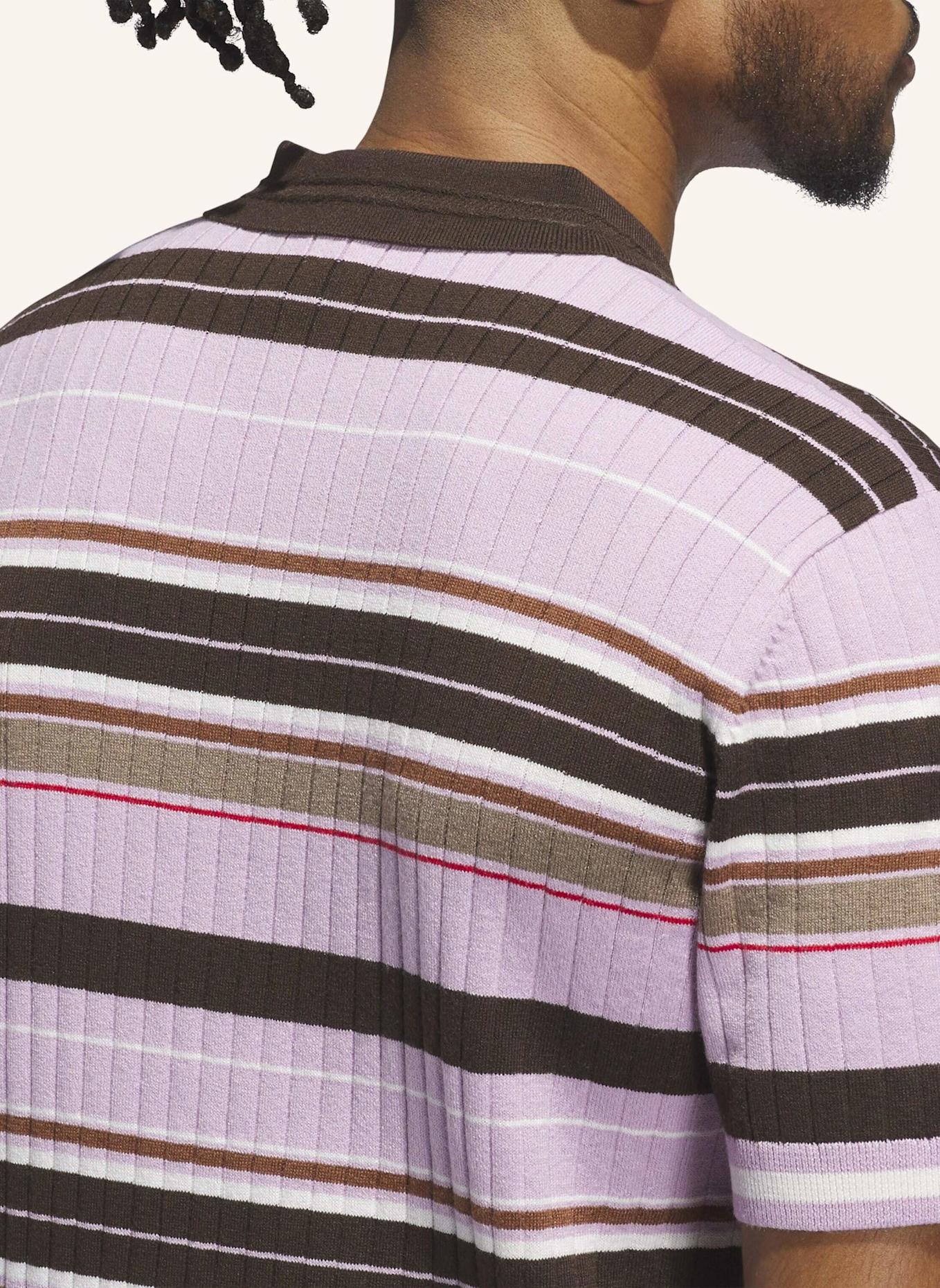 adidas ORIGINALS KNIT POLOSHIRT: LILA/ BRAUN