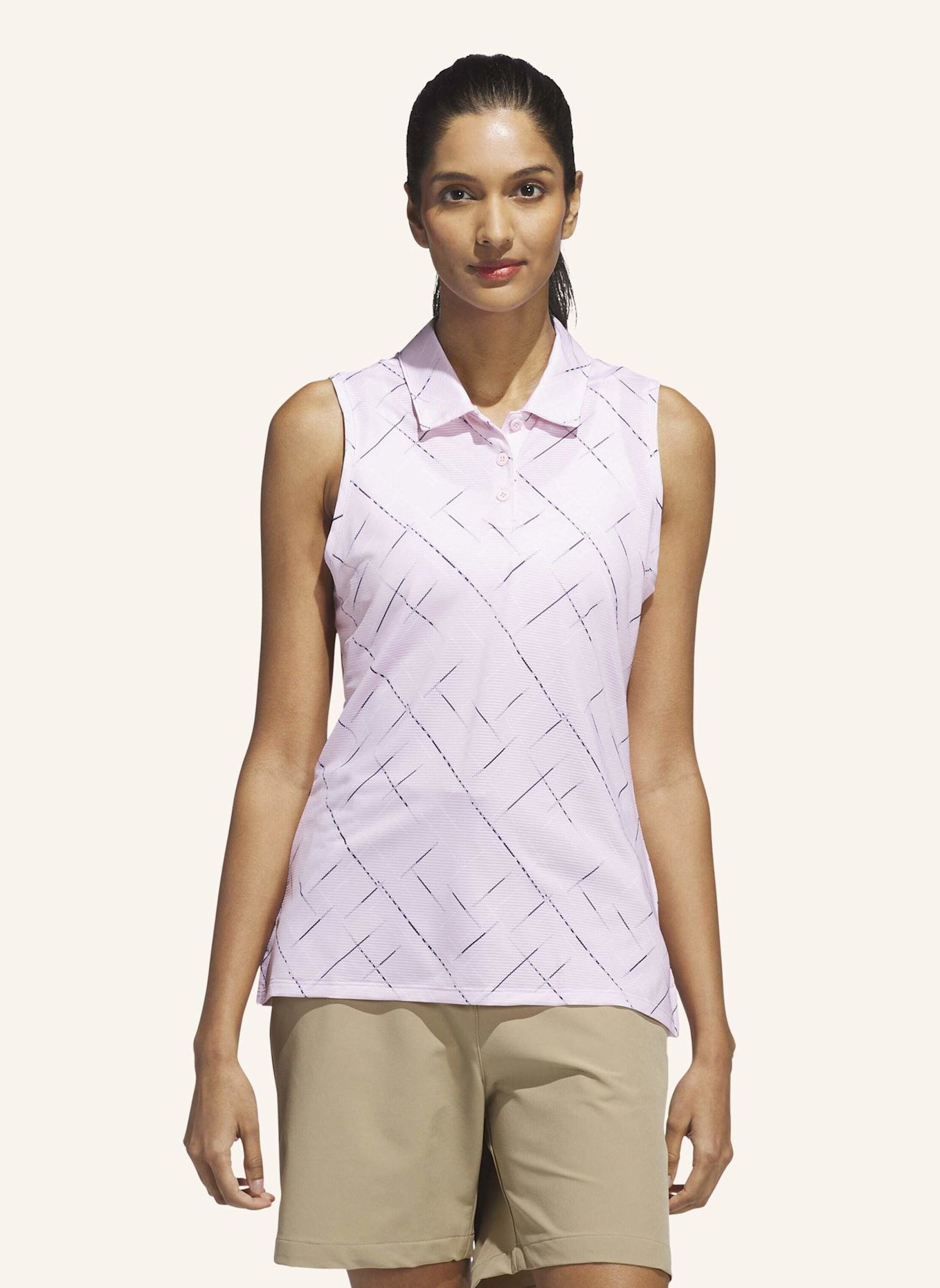 adidas ULTIMATE365 PRINTED SLEEVELESS POLOSHIRT: ROSA