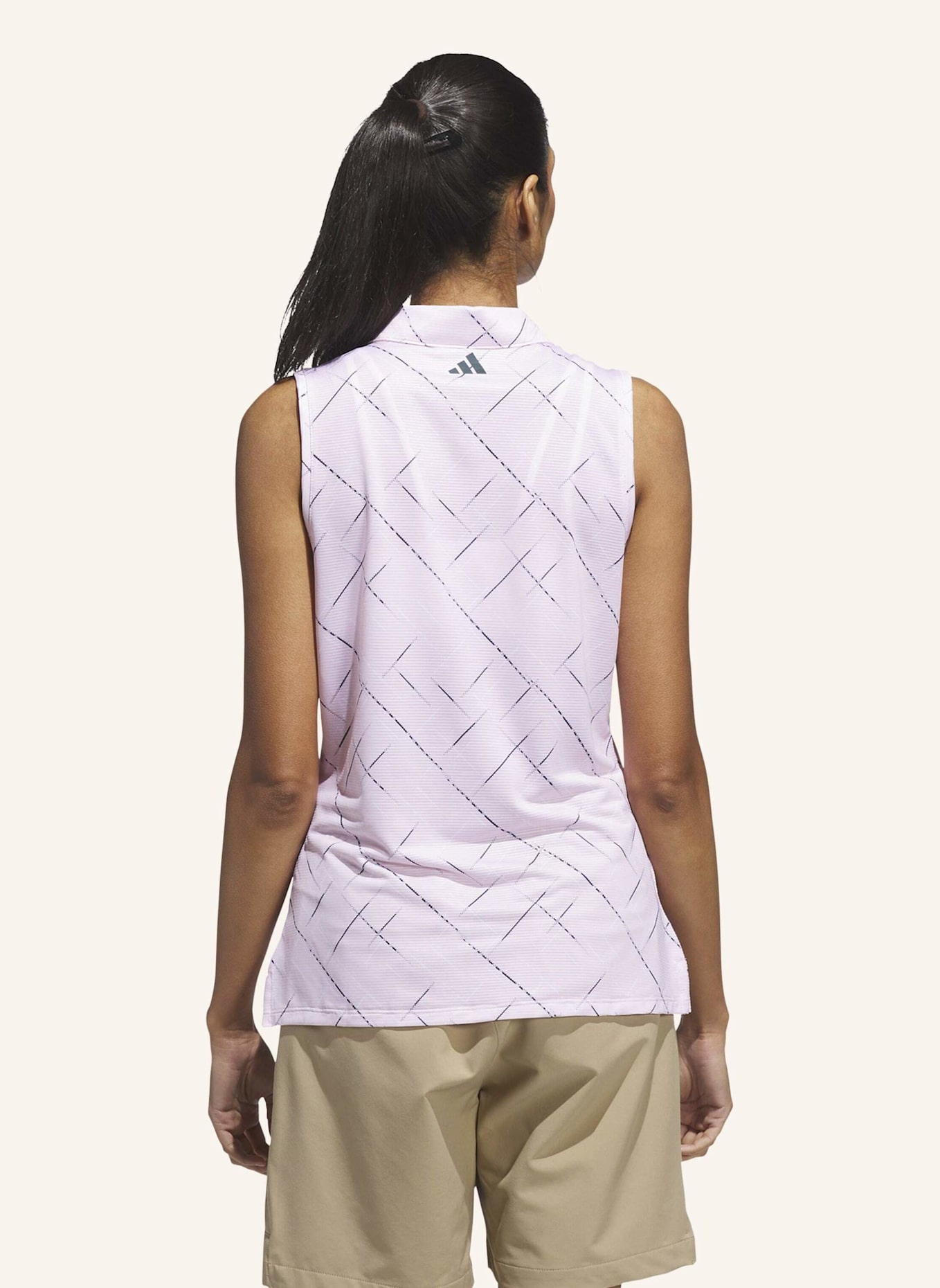 adidas ULTIMATE365 PRINTED SLEEVELESS POLOSHIRT: ROSA