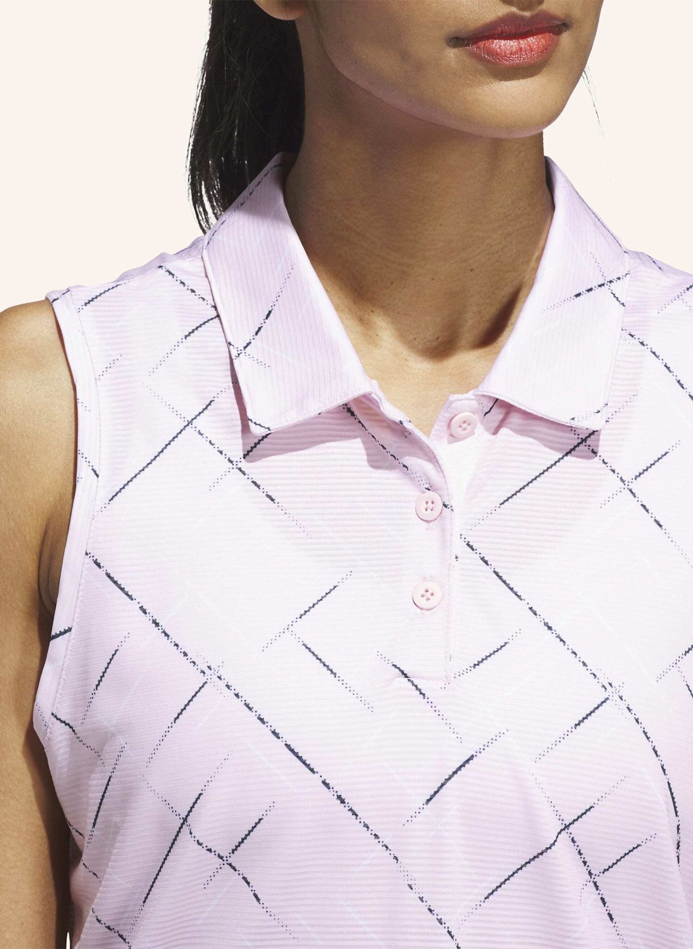 adidas ULTIMATE365 PRINTED SLEEVELESS POLOSHIRT: ROSA