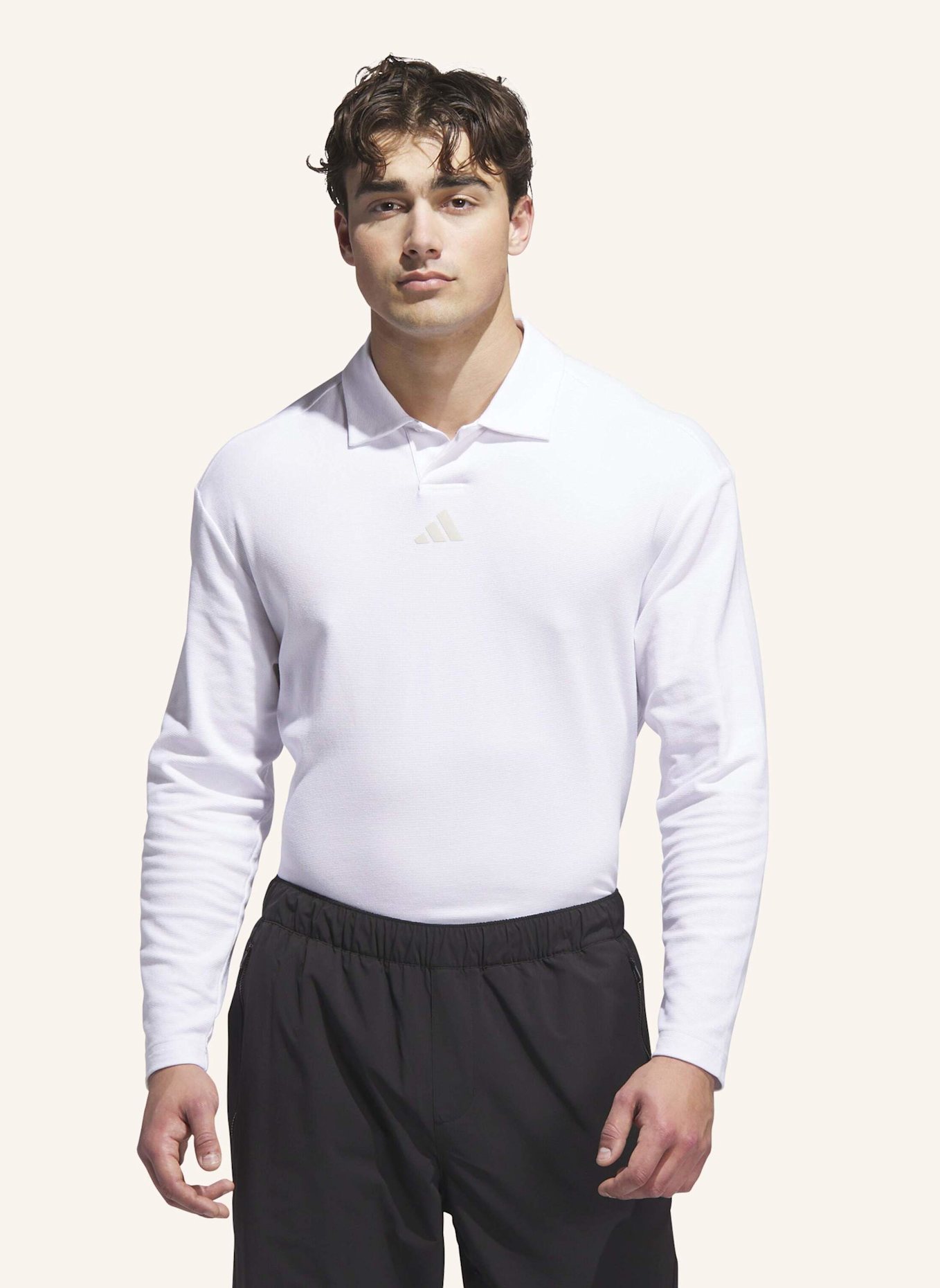 adidas BEYOND LONG SLEEVE LOOSE FIT POLOSHIRT: WEISS
