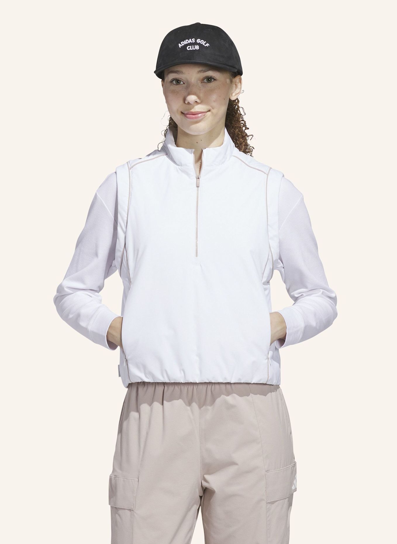 adidas BEYOND TWISTWEAVE LOOSE QUARTER-ZIP WESTE: WEISS