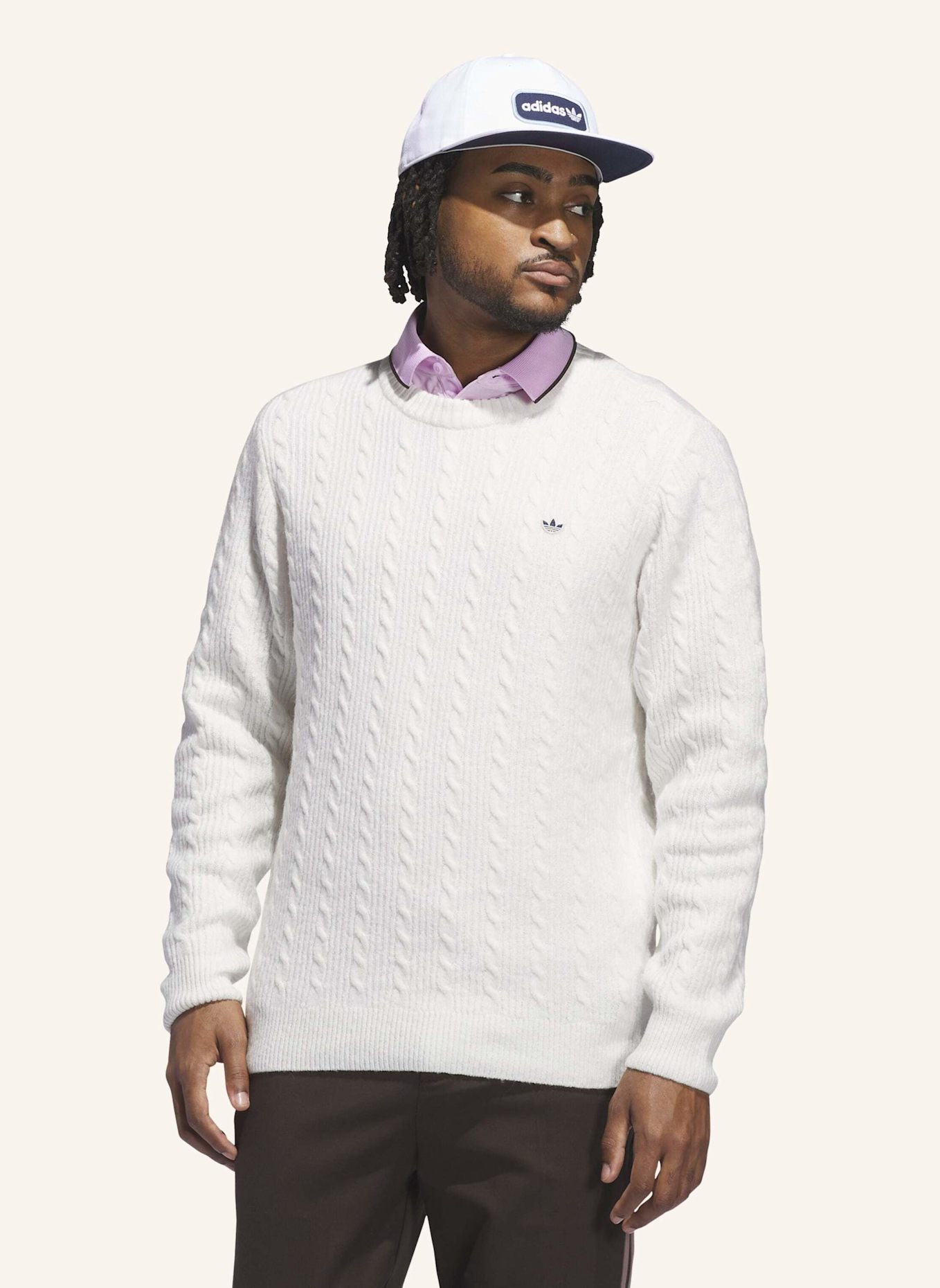 adidas ORIGINALS ZOPFMUSTER PULLOVER: WEISS