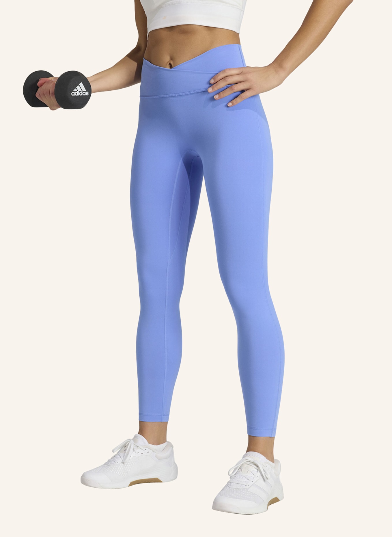 adidas 3-STREIFEN STUDIO ALL ME 7/8 X-OVER LEGGINGS: BLAU