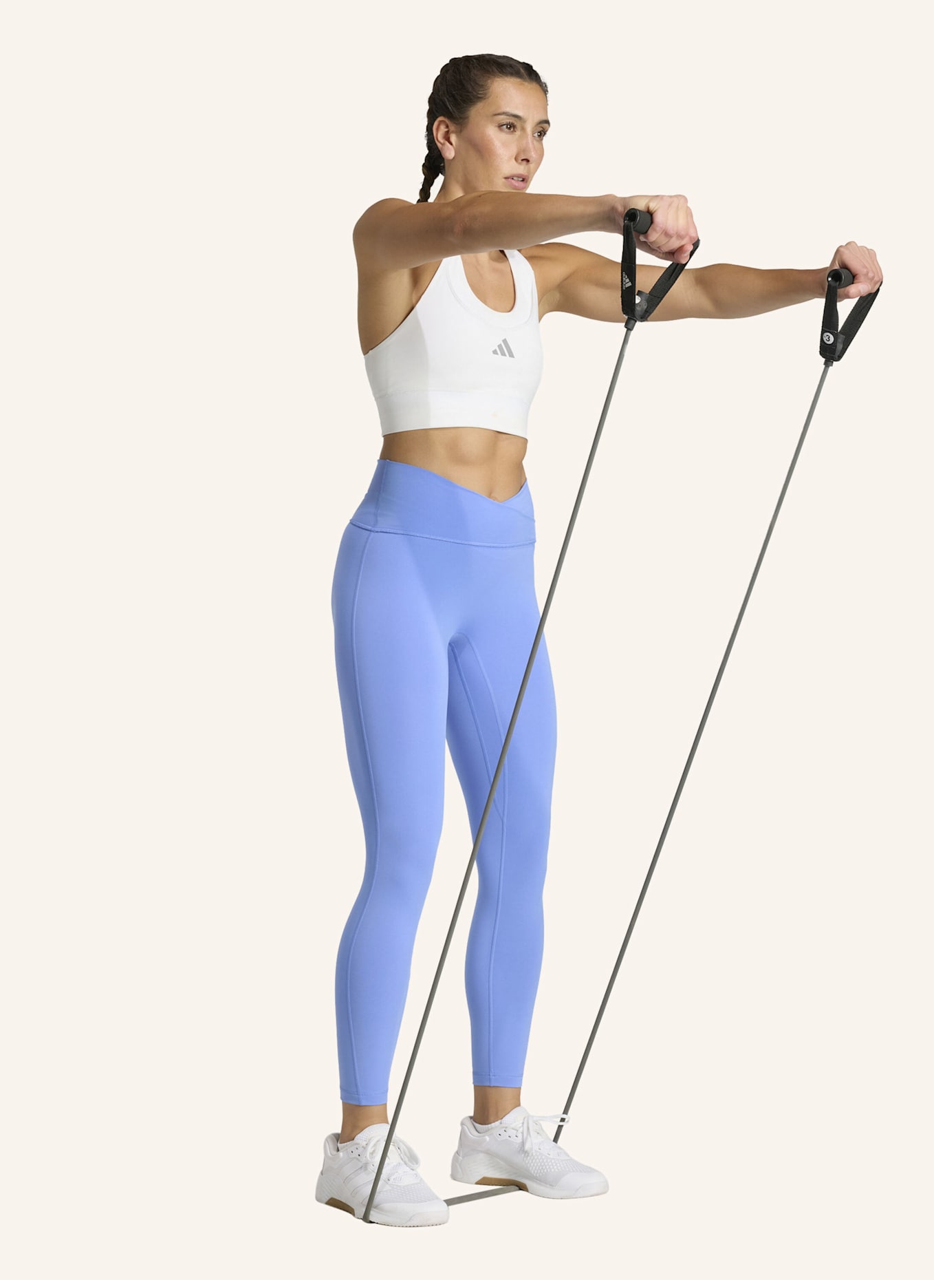 adidas 3-STREIFEN STUDIO ALL ME 7/8 X-OVER LEGGINGS: BLAU