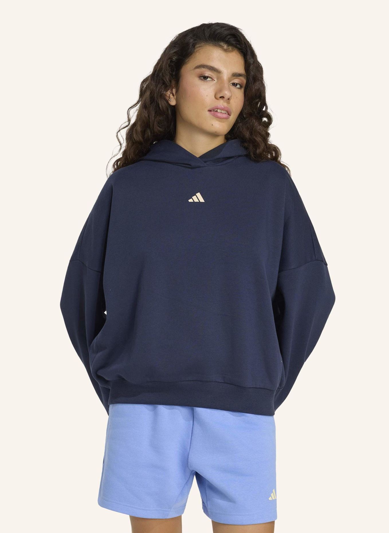 adidas 3-STREIFEN STUDIO HOODIE: BLAU