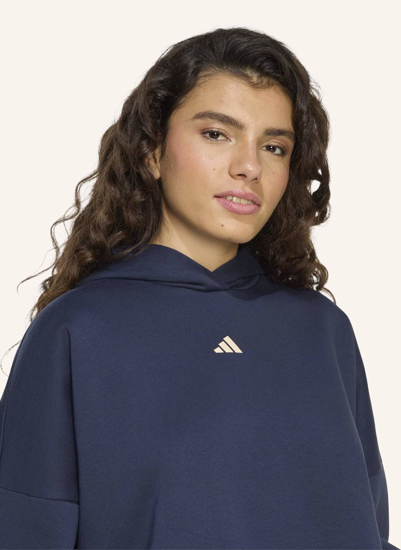 adidas 3-STREIFEN STUDIO HOODIE: BLAU