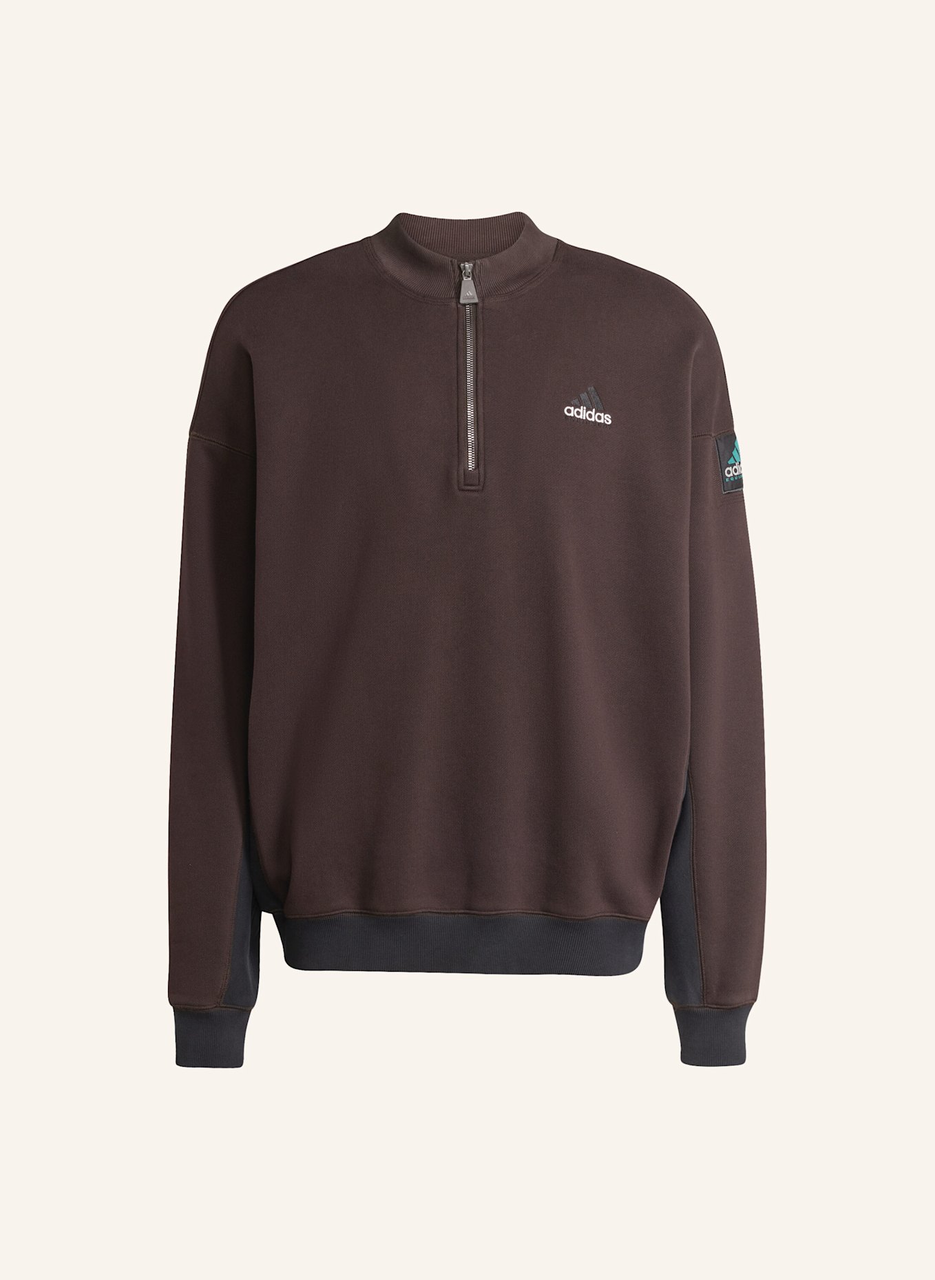 adidas Originals ADIDAS EQUIPMENT BLOCKED HALF-ZIP PULLOVER: BRAUN