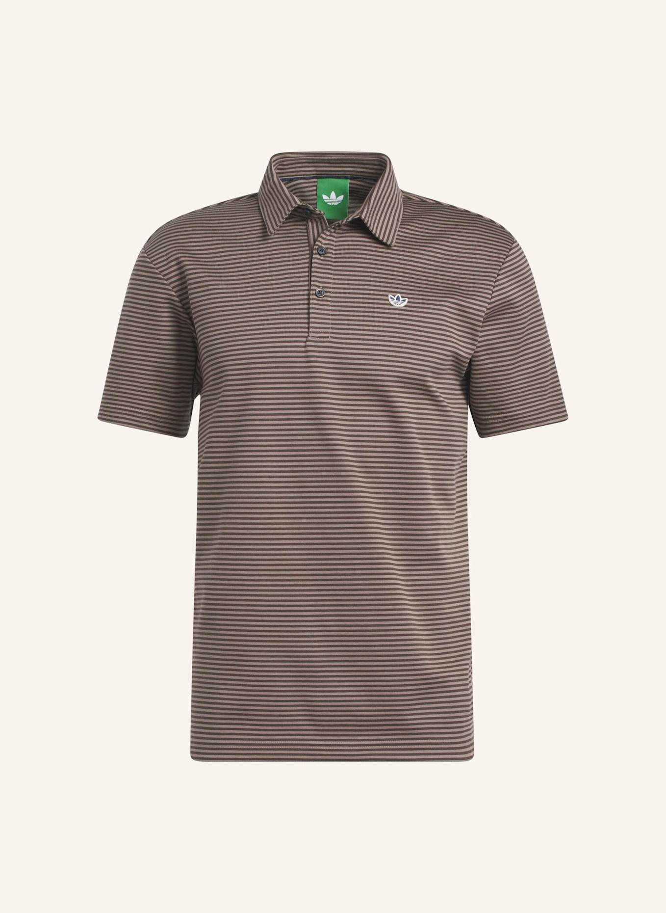 adidas ORIGINALS STRIPE PIKEE POLOSHIRT: BRAUN