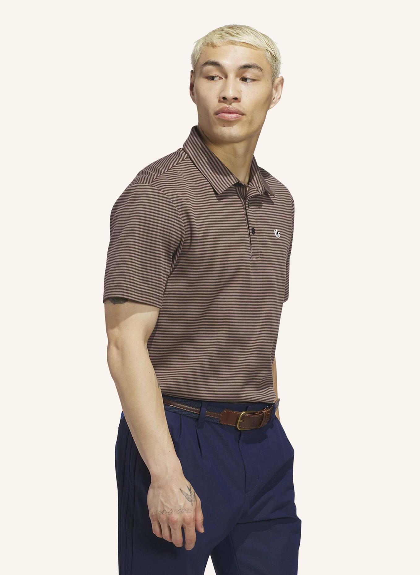 adidas ORIGINALS STRIPE PIKEE POLOSHIRT: BRAUN