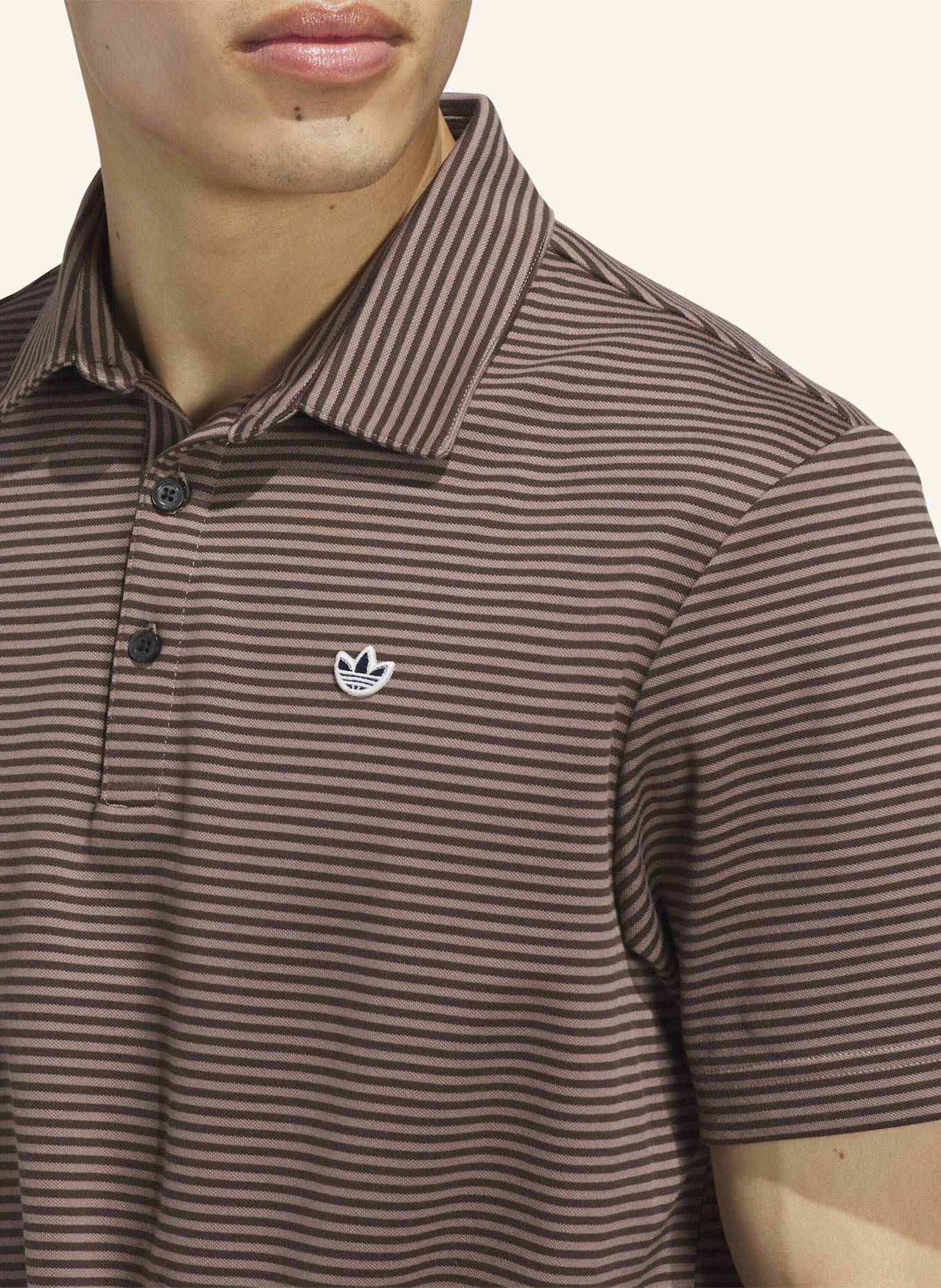 adidas ORIGINALS STRIPE PIKEE POLOSHIRT: BRAUN