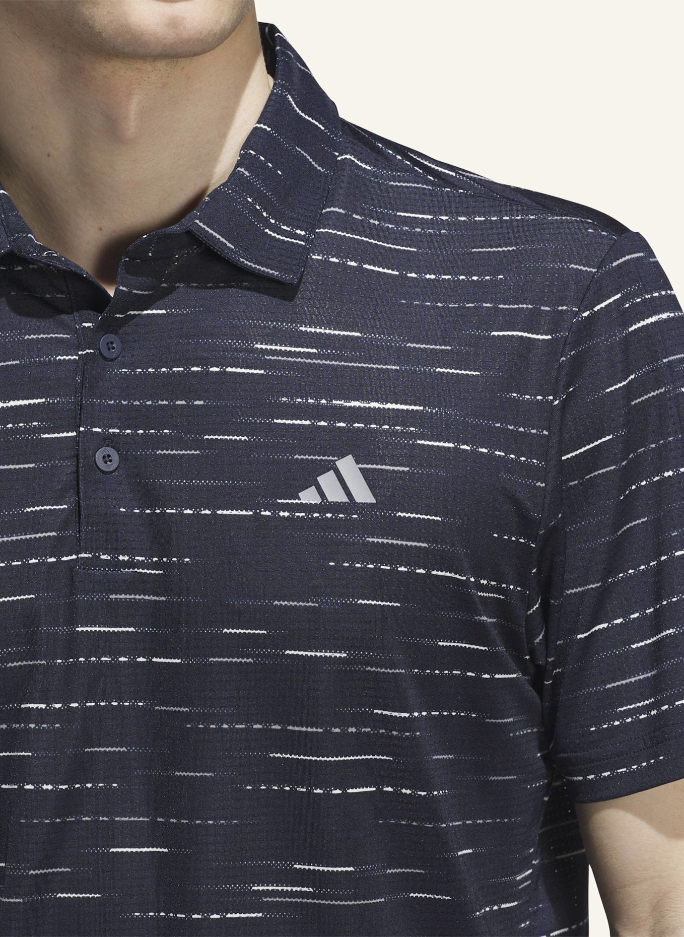 adidas ULTIMATE365 MESH GLIMMER PRINT POLOSHIRT: BLAU