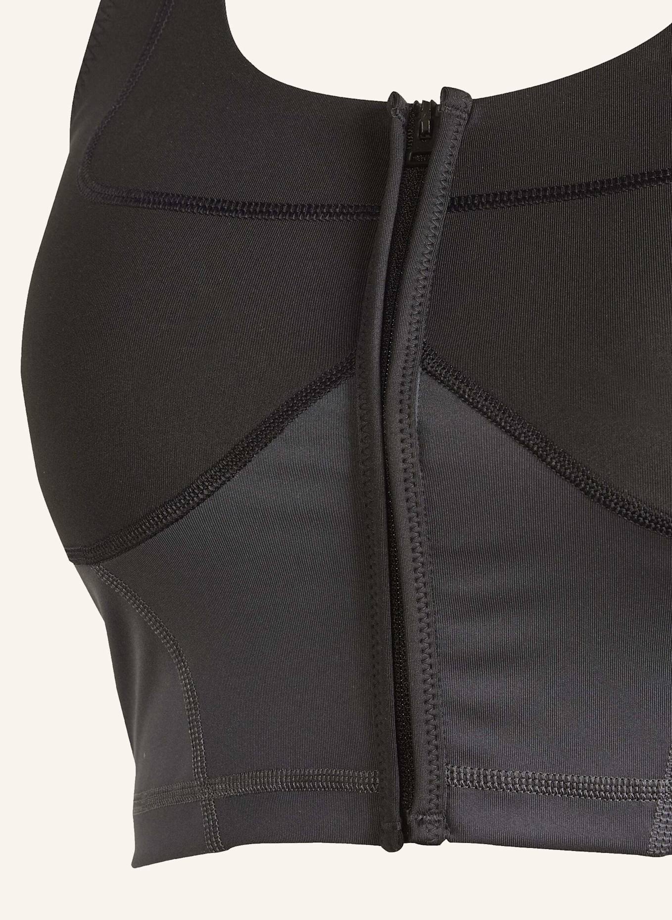 adidas by Stella McCartney ADIDAS BY STELLA MCCARTNEY TWO-TONE ZIPPED CROP-TOP: SCHWARZ/ GRAU