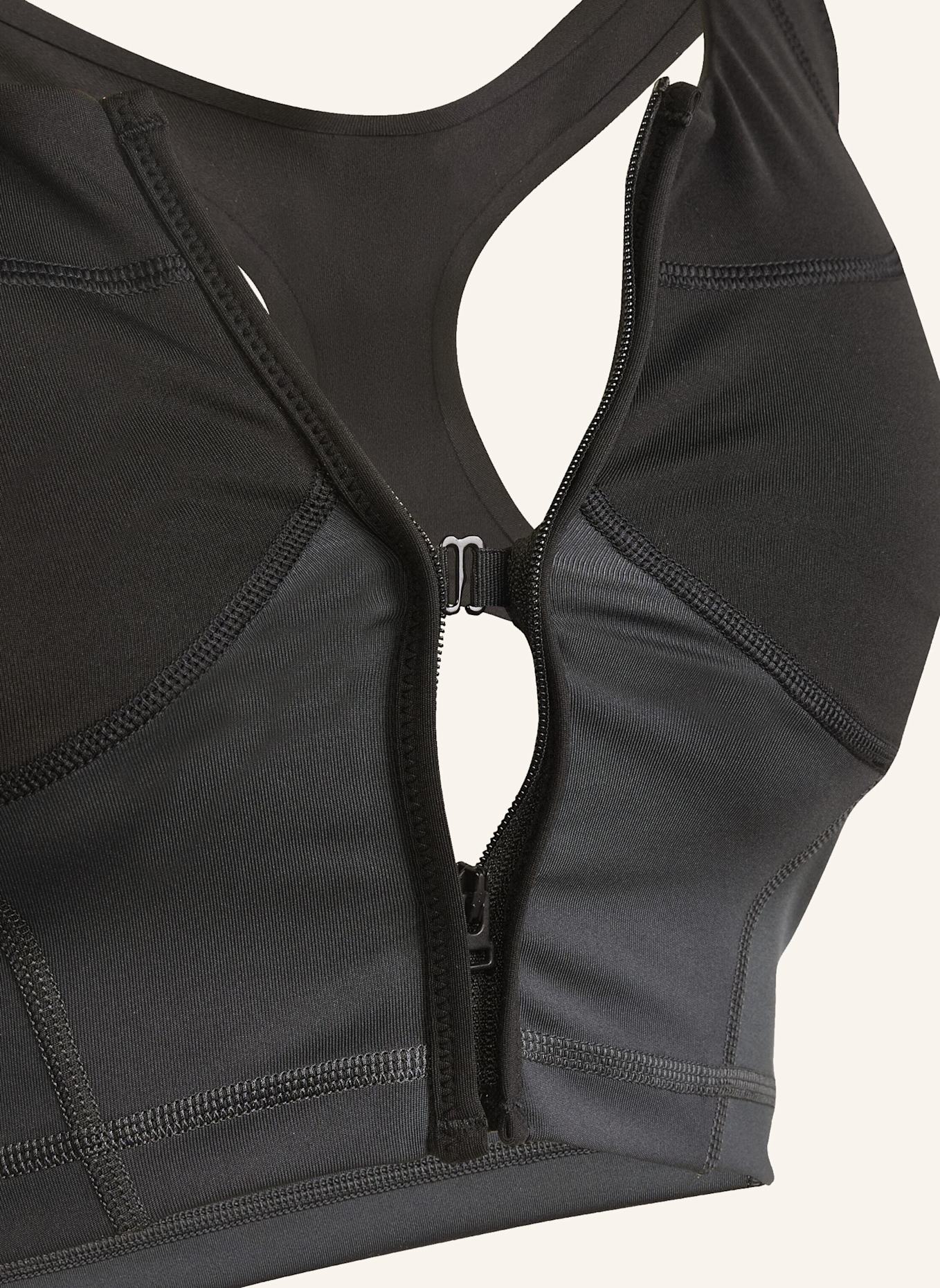 adidas by Stella McCartney ADIDAS BY STELLA MCCARTNEY TWO-TONE ZIPPED CROP-TOP: SCHWARZ/ GRAU