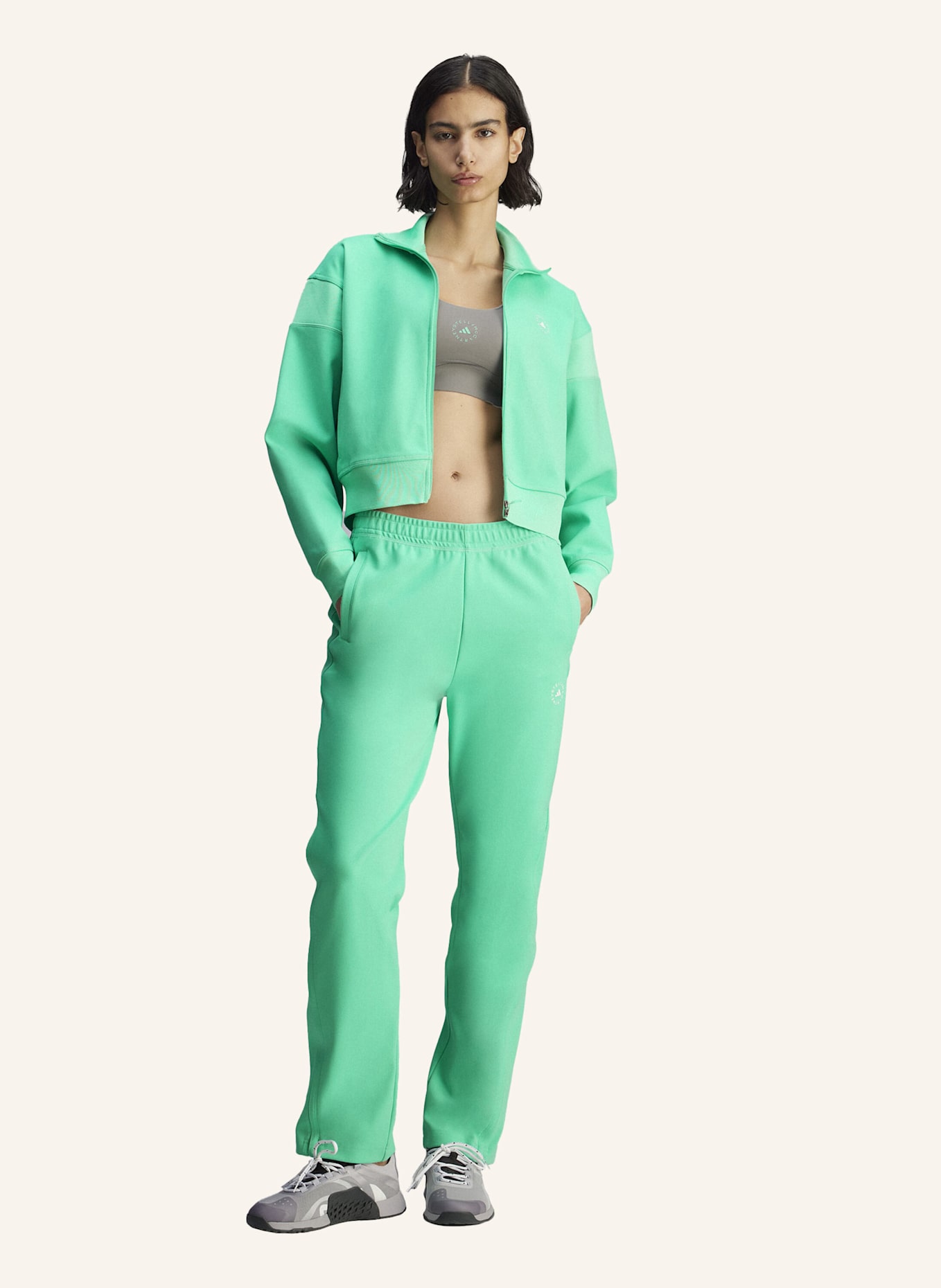 adidas by Stella McCartney ADIDAS BY STELLA MCCARTNEY KNITTED ORIGINALS JACKE: GRÜN