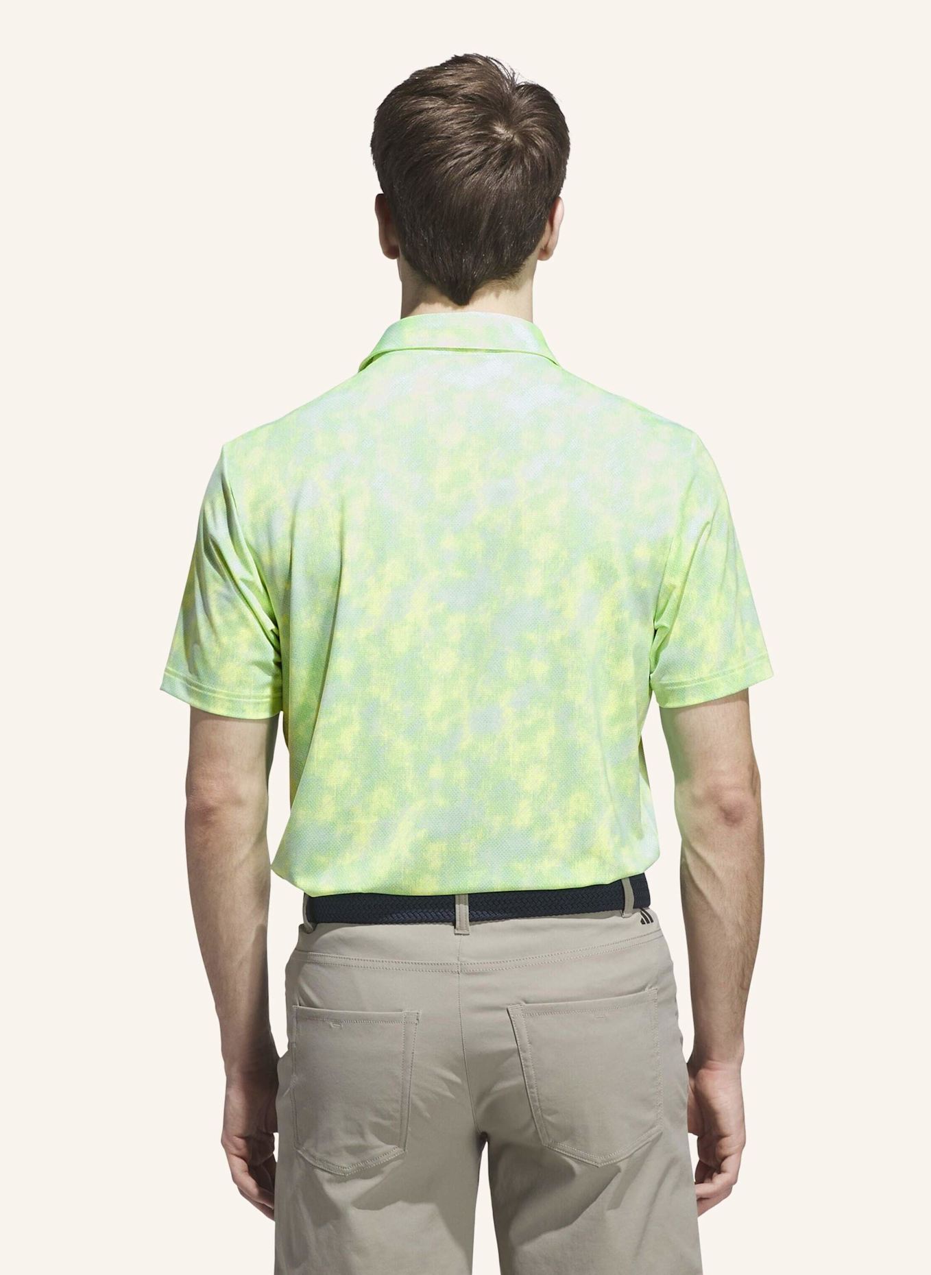 adidas ULTIMATE365 TEXTURED POLOSHIRT MIT PRINT: WEISS/ NEONGRÜN