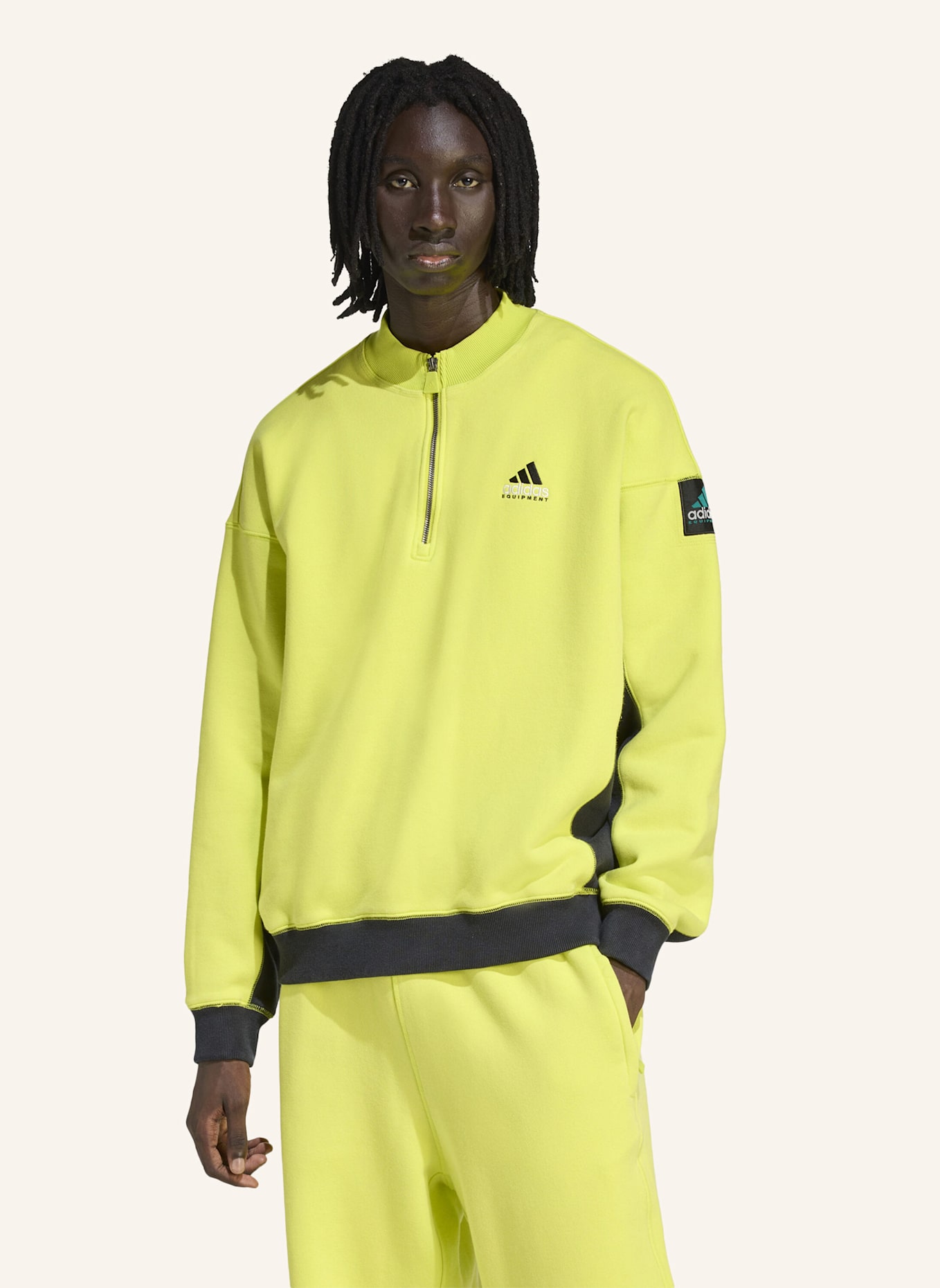 adidas Originals ADIDAS EQUIPMENT BLOCKED HALF-ZIP PULLOVER: GELB