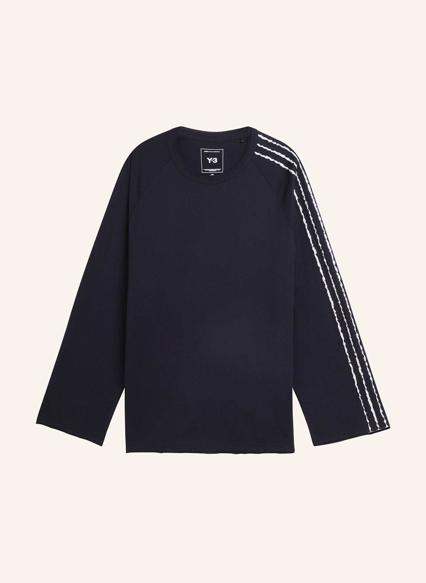 Y-3 Y-3 RAW EDGE 3-STREIFEN LONGSLEEVE: SCHWARZ
