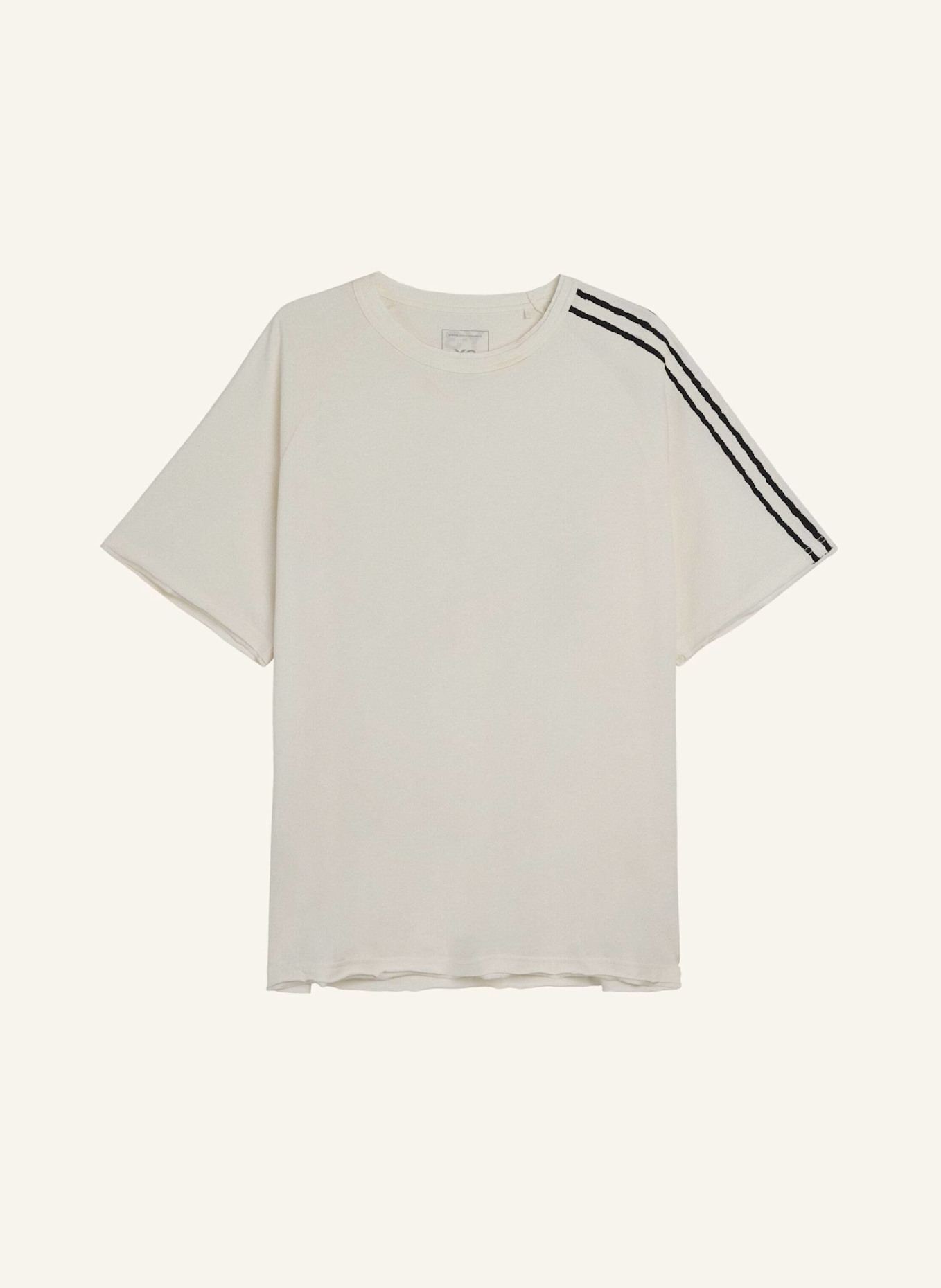 Y-3 Y-3 RAW EDGE 3-STREIFEN T-SHIRT: WEISS
