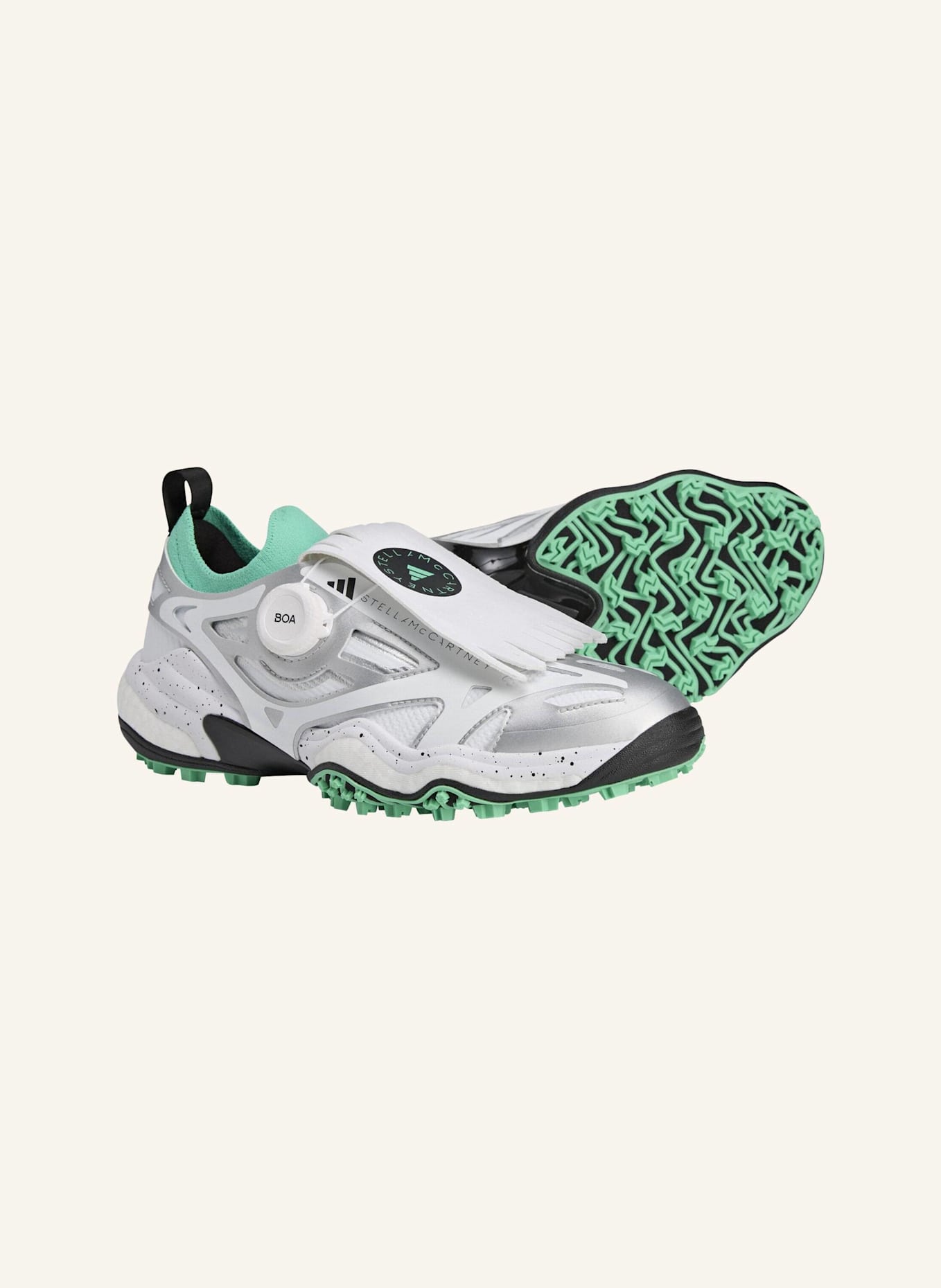 adidas by Stella McCartney ADIDAS BY STELLA MCCARTNEY CODECHAOS BOA SCHUH: WEISS/ GRÜN/ SILBER