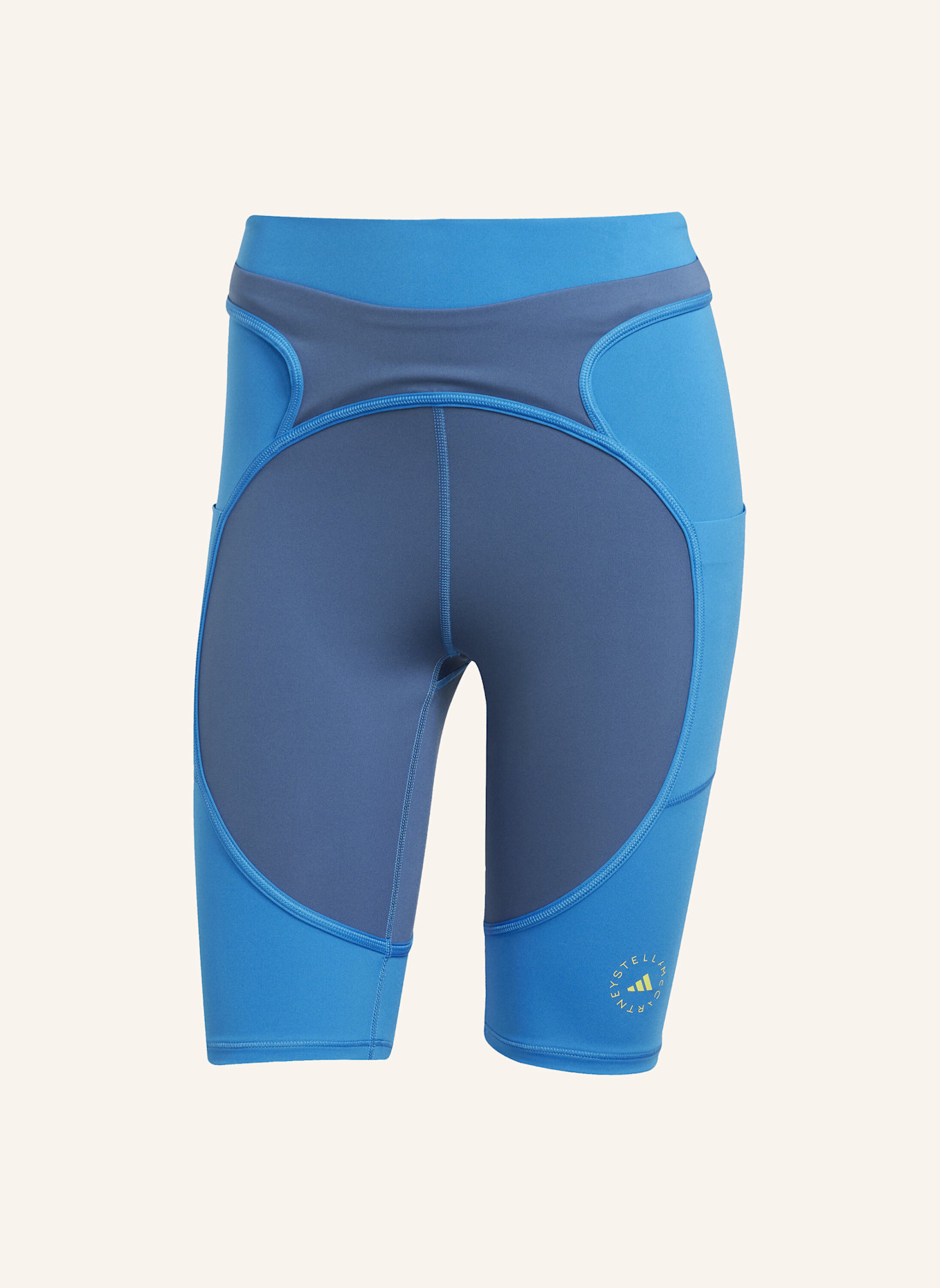 adidas by Stella McCartney ADIDAS BY STELLA MCCARTNEY TWO-TONE KURZE LEGGINGS: DUNKELBLAU/ BLAU