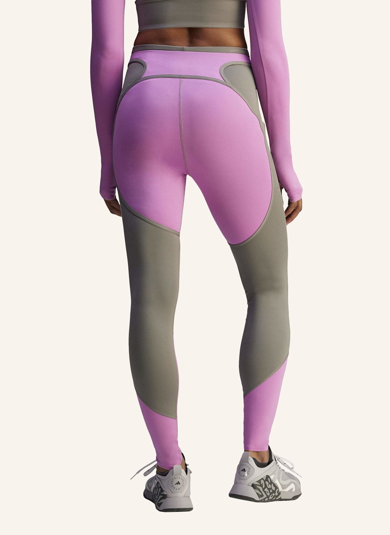adidas by Stella McCartney ADIDAS BY STELLA MCCARTNEY TWO-TONE LEGGINGS: LILA/ GRAU
