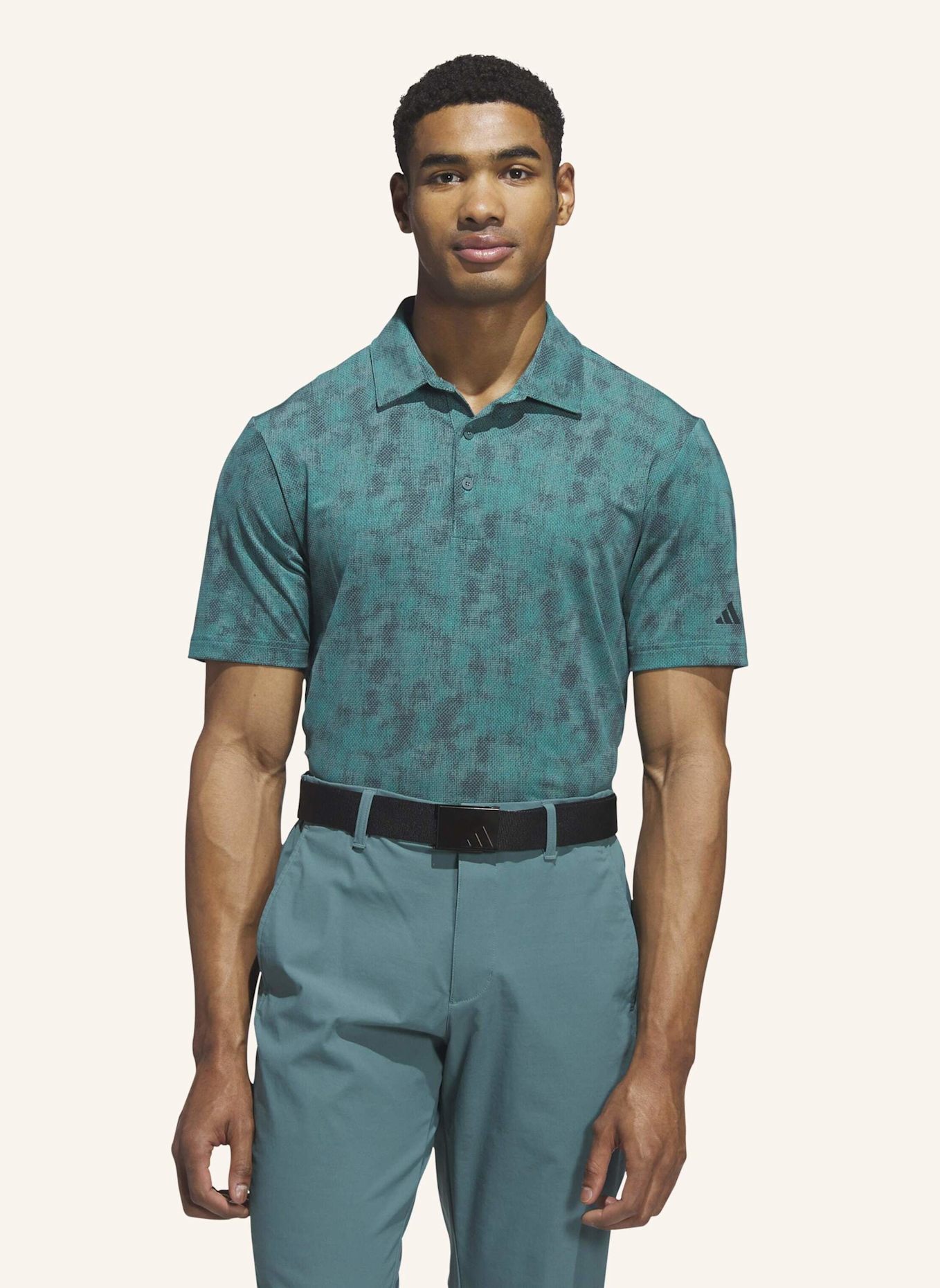 adidas ULTIMATE365 TEXTURED POLOSHIRT MIT PRINT: TÜRKIS/ GRÜN