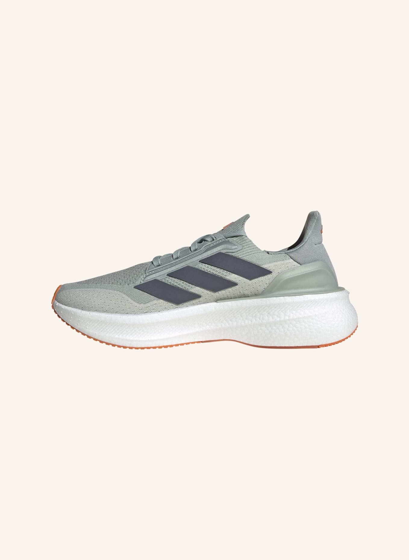adidas ULTRABOOST 5X LAUFSCHUH: GRÜN/ GRAU/ ORANGE