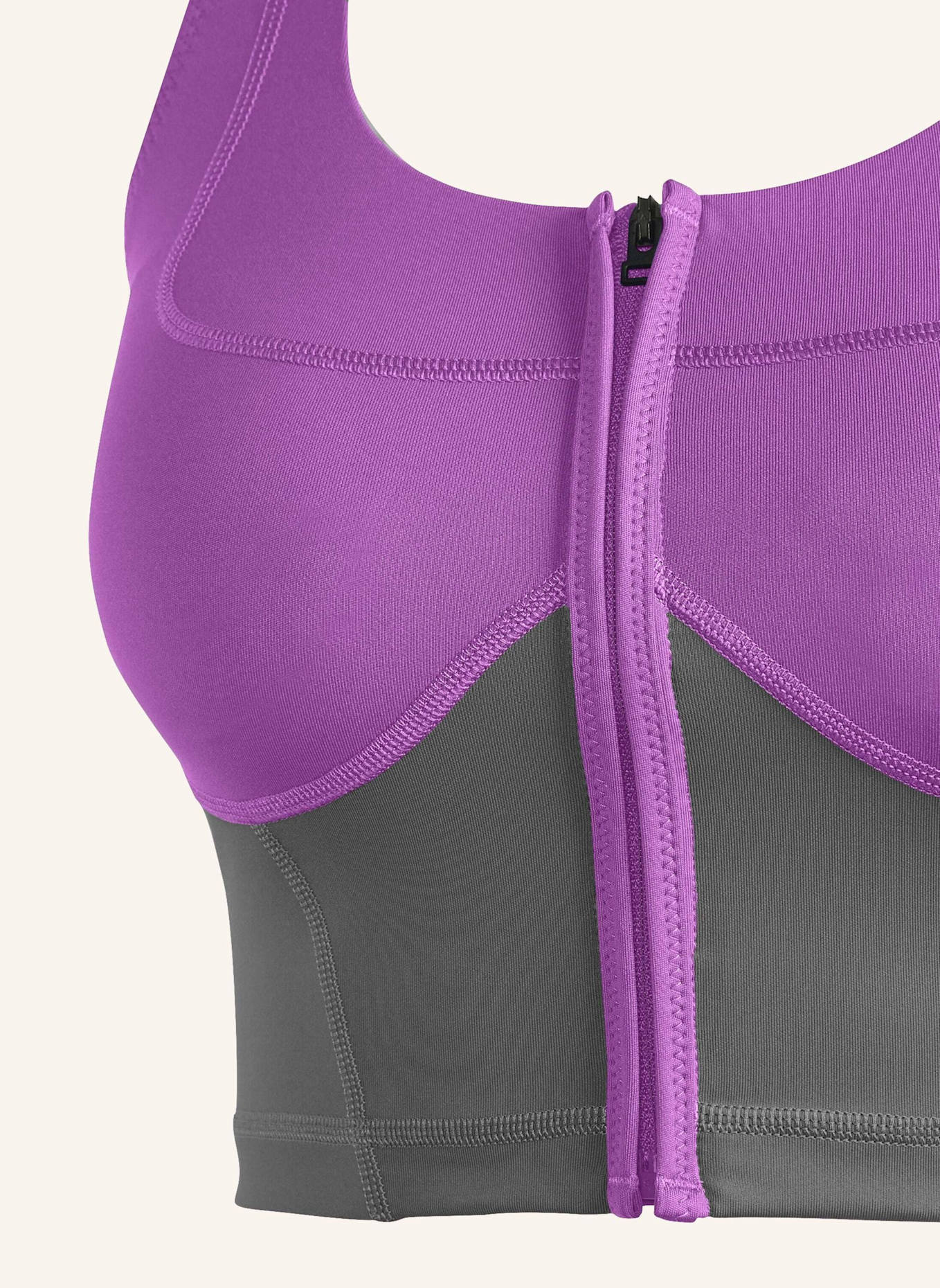 adidas by Stella McCartney ADIDAS BY STELLA MCCARTNEY TWO-TONE ZIPPED CROP-TOP: LILA/ GRAU