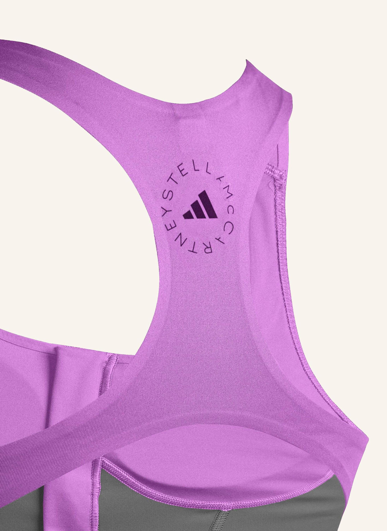 adidas by Stella McCartney ADIDAS BY STELLA MCCARTNEY TWO-TONE ZIPPED CROP-TOP: LILA/ GRAU