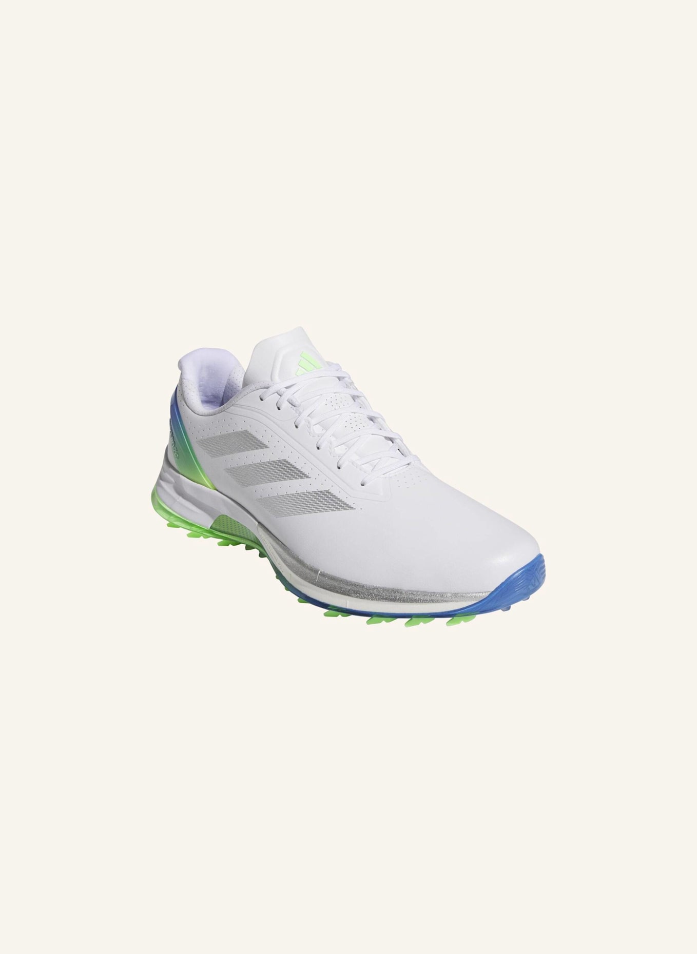 adidas ADIZERO ZG SPIKELESS GOLFSCHUH: WEISS/ SILBER/ NEONGRÜN
