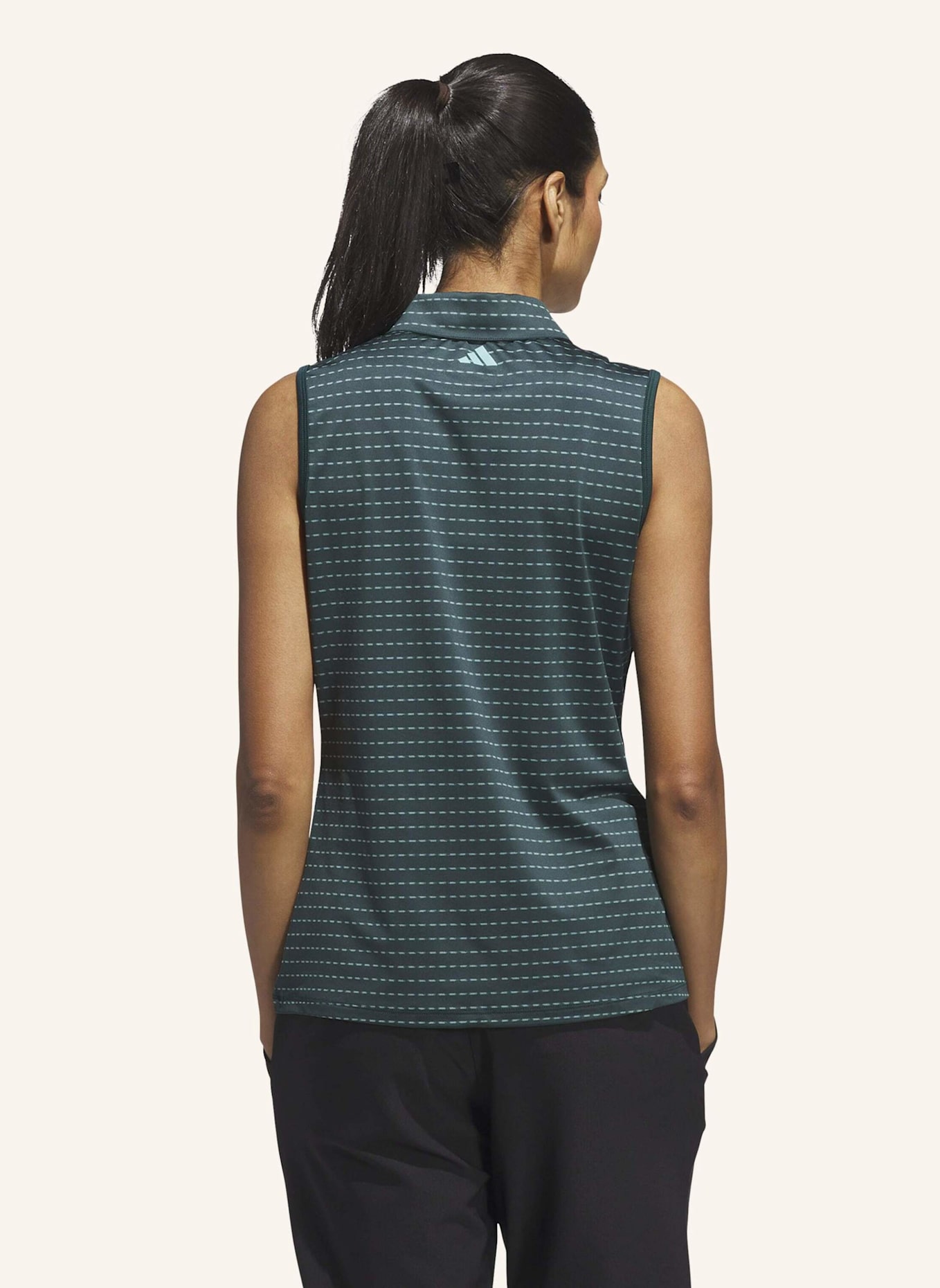 adidas ULTIMATE365 JACQUARD STRIPE SLEEVELESS POLOSHIRT: GRÜN